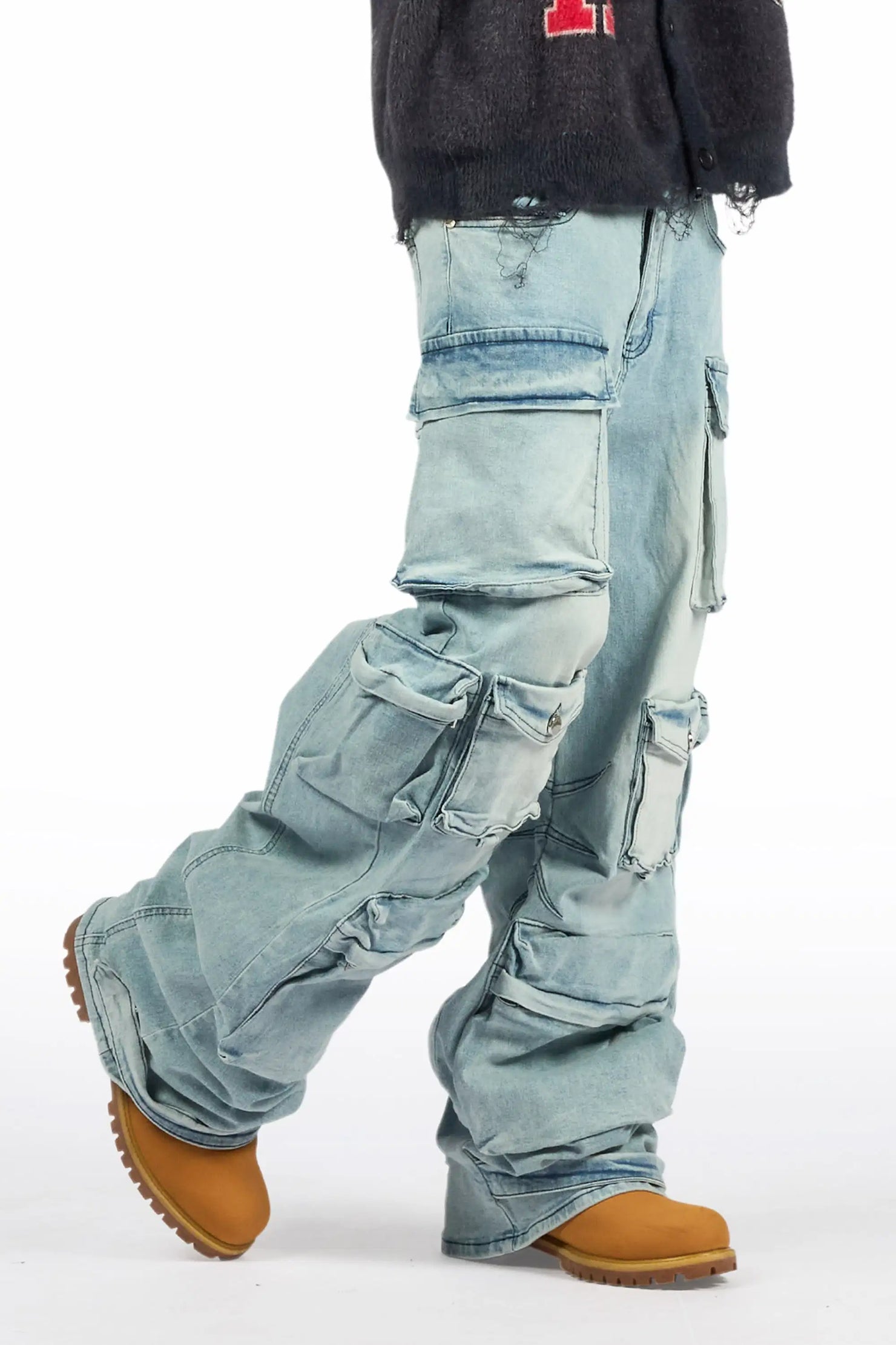 Mahesh Blue Baggy Cargo Jean