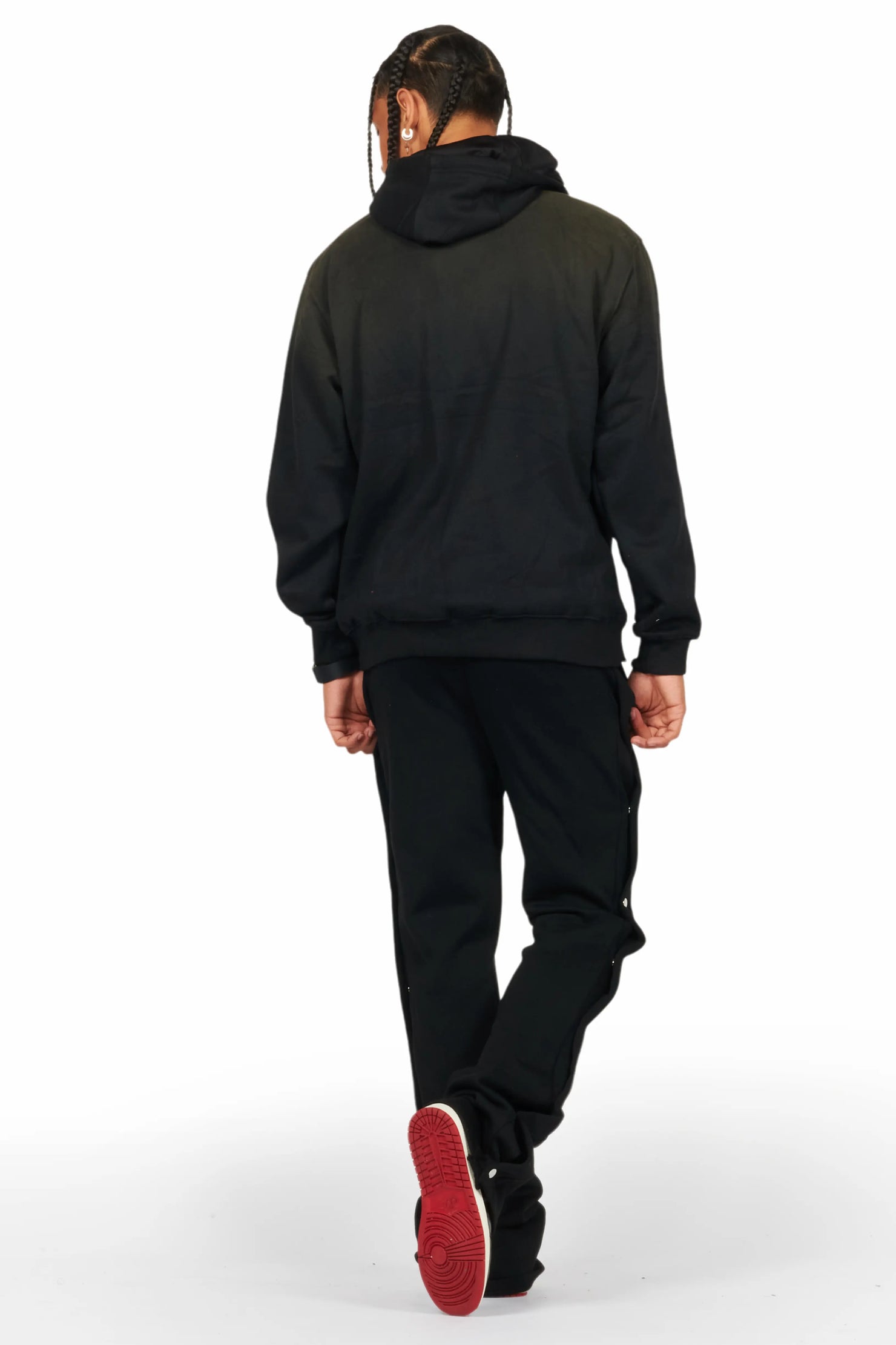 Filip Black Baggy Snap Button Pant