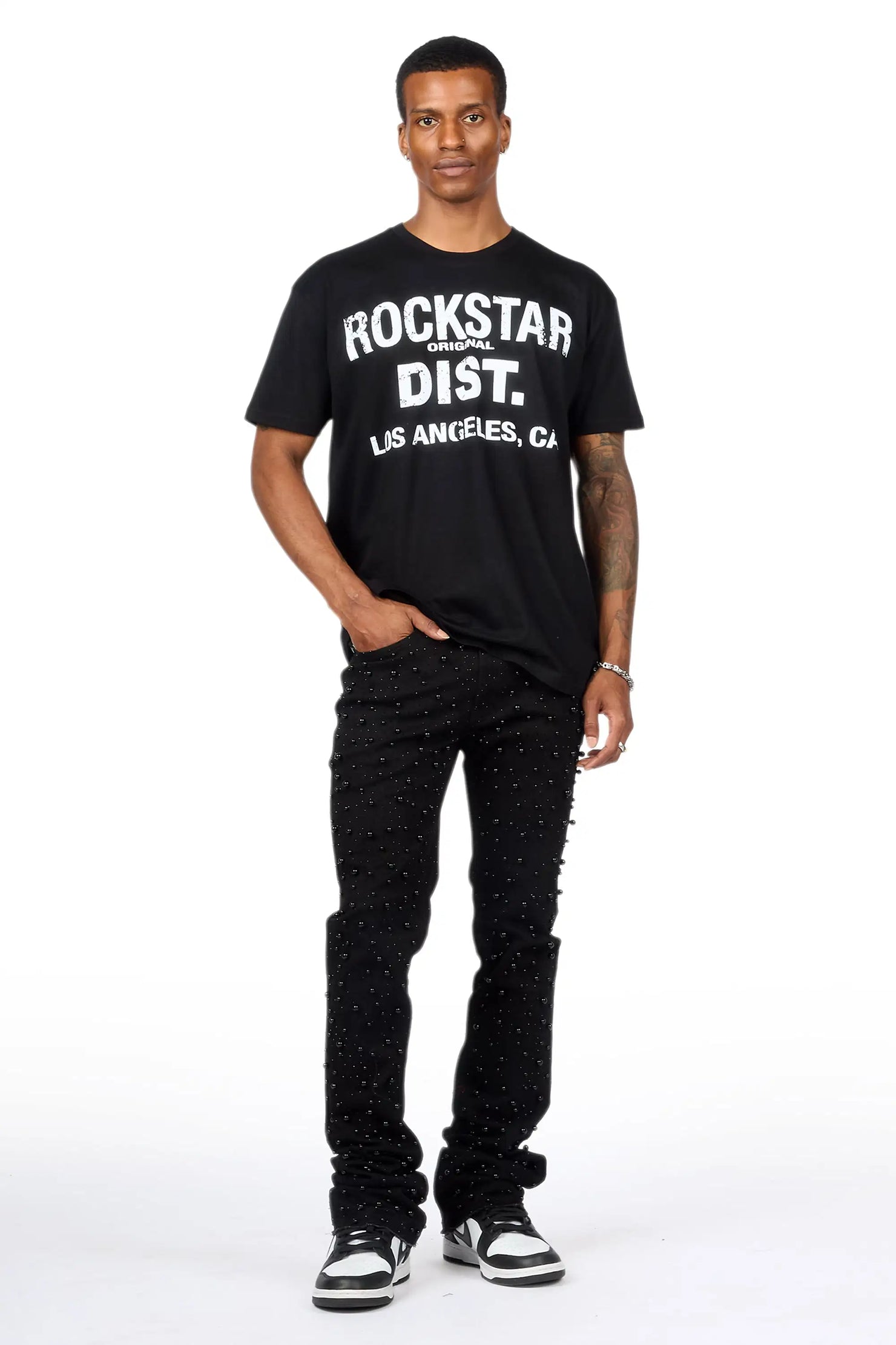 Perle Jet Black Pearl Stacked Flare Jean