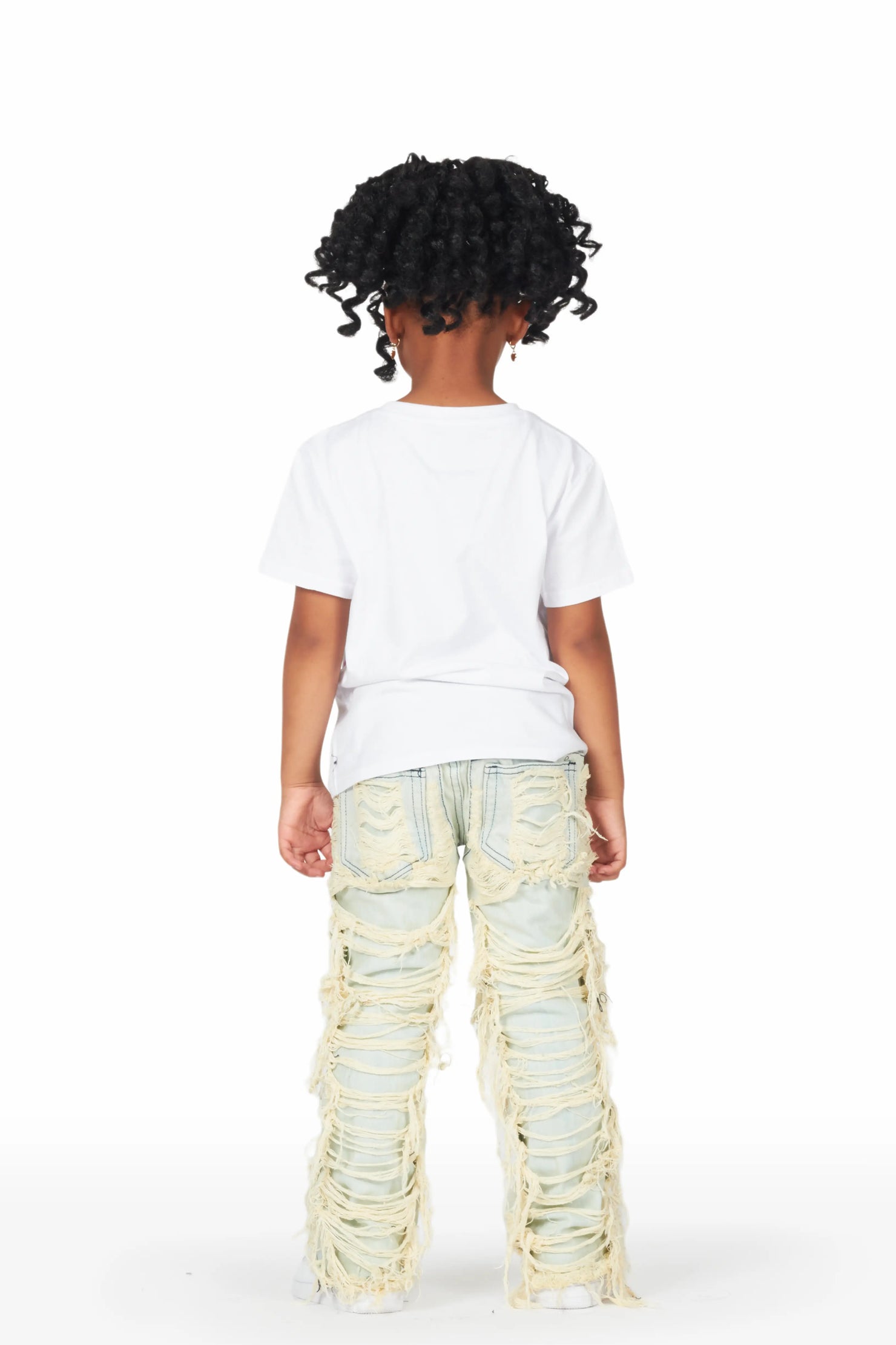 Girls Concetta Light Blue Stacked Flare Jean