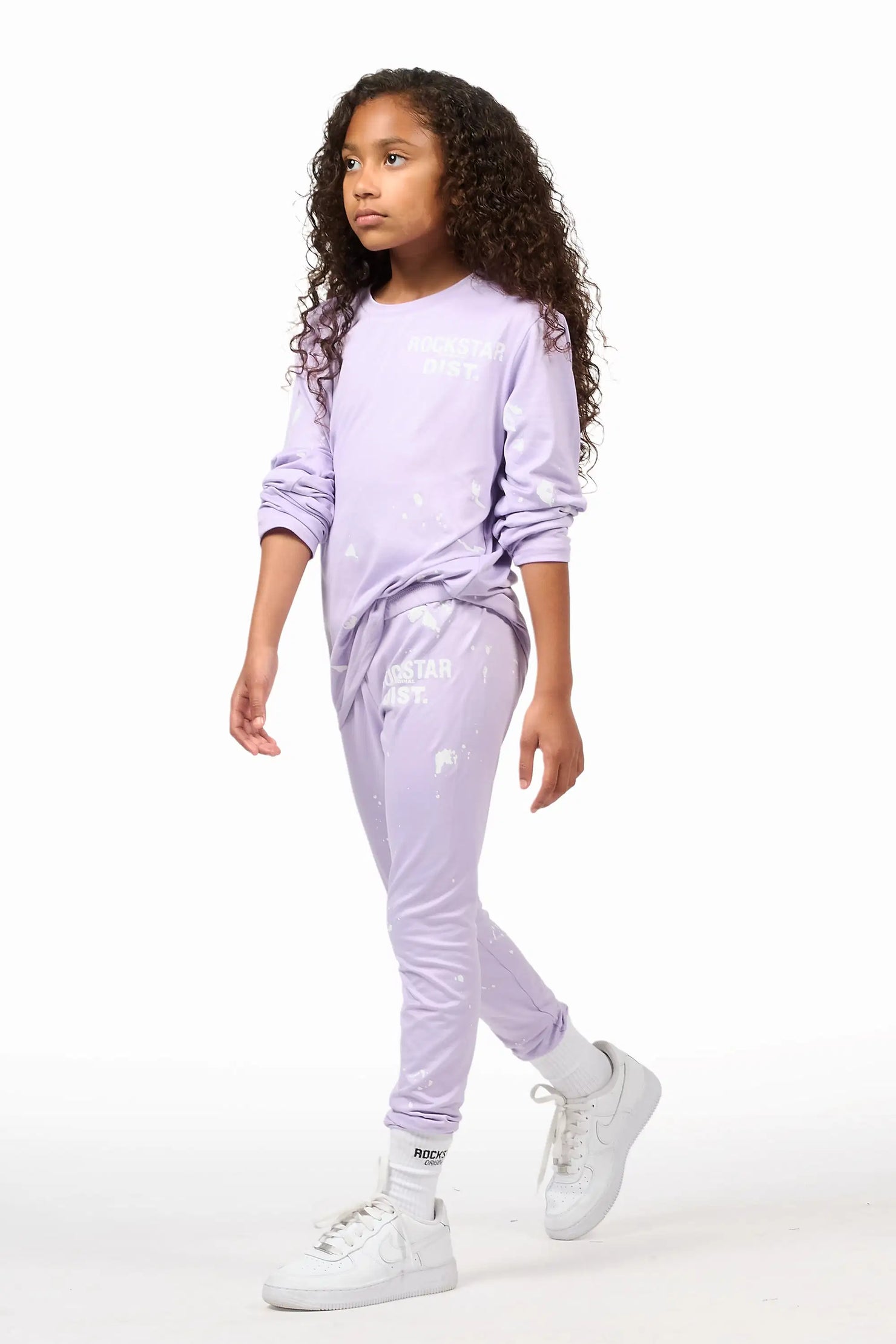 Girls Living For It Lavender Long Sleeve Lounge Set