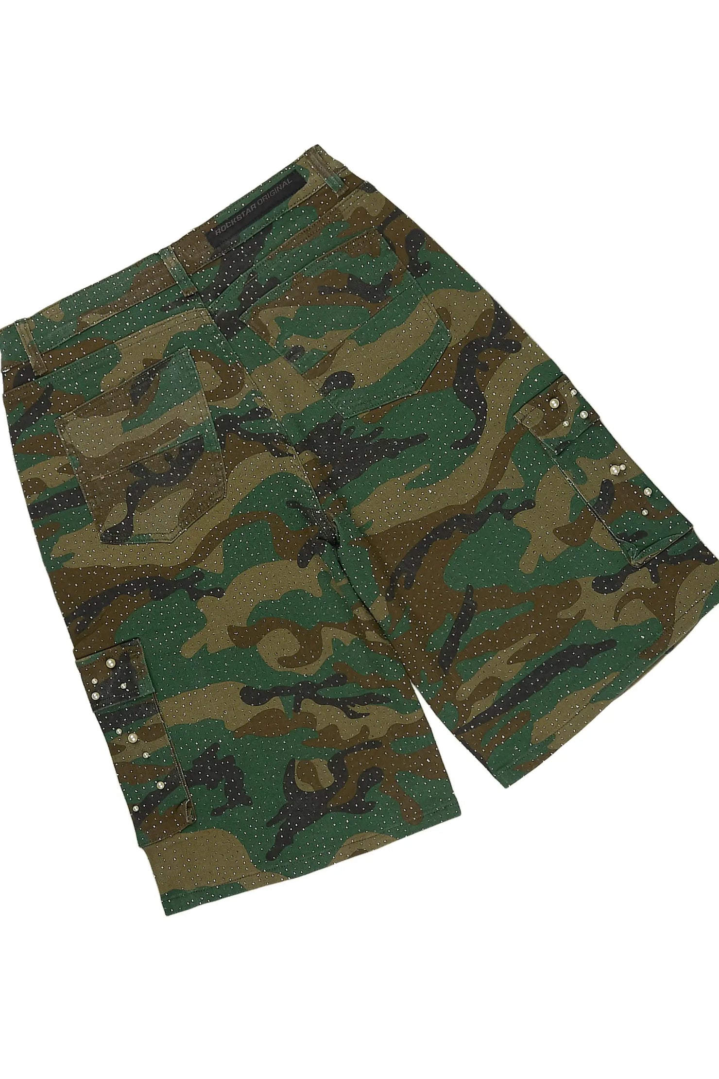 Sevyn White/Camo Rhinestone T-Shirt Denim Jort Set