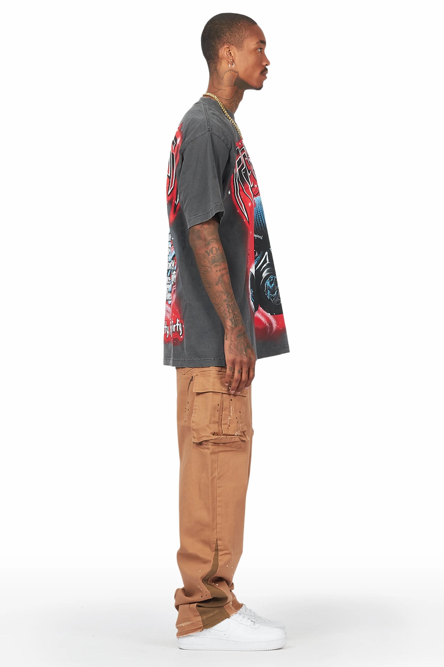 Dubaku Beige Baggy Fit Jean