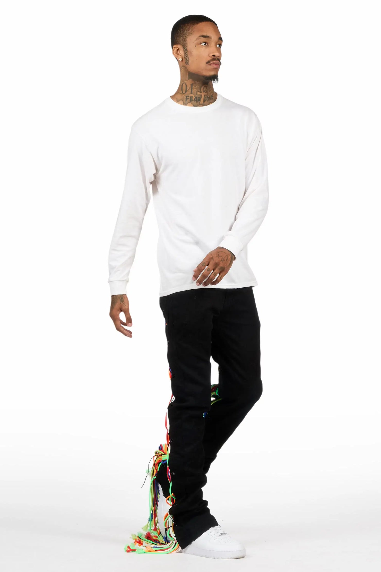 Otto Black/Multi Stacked Flare Jean