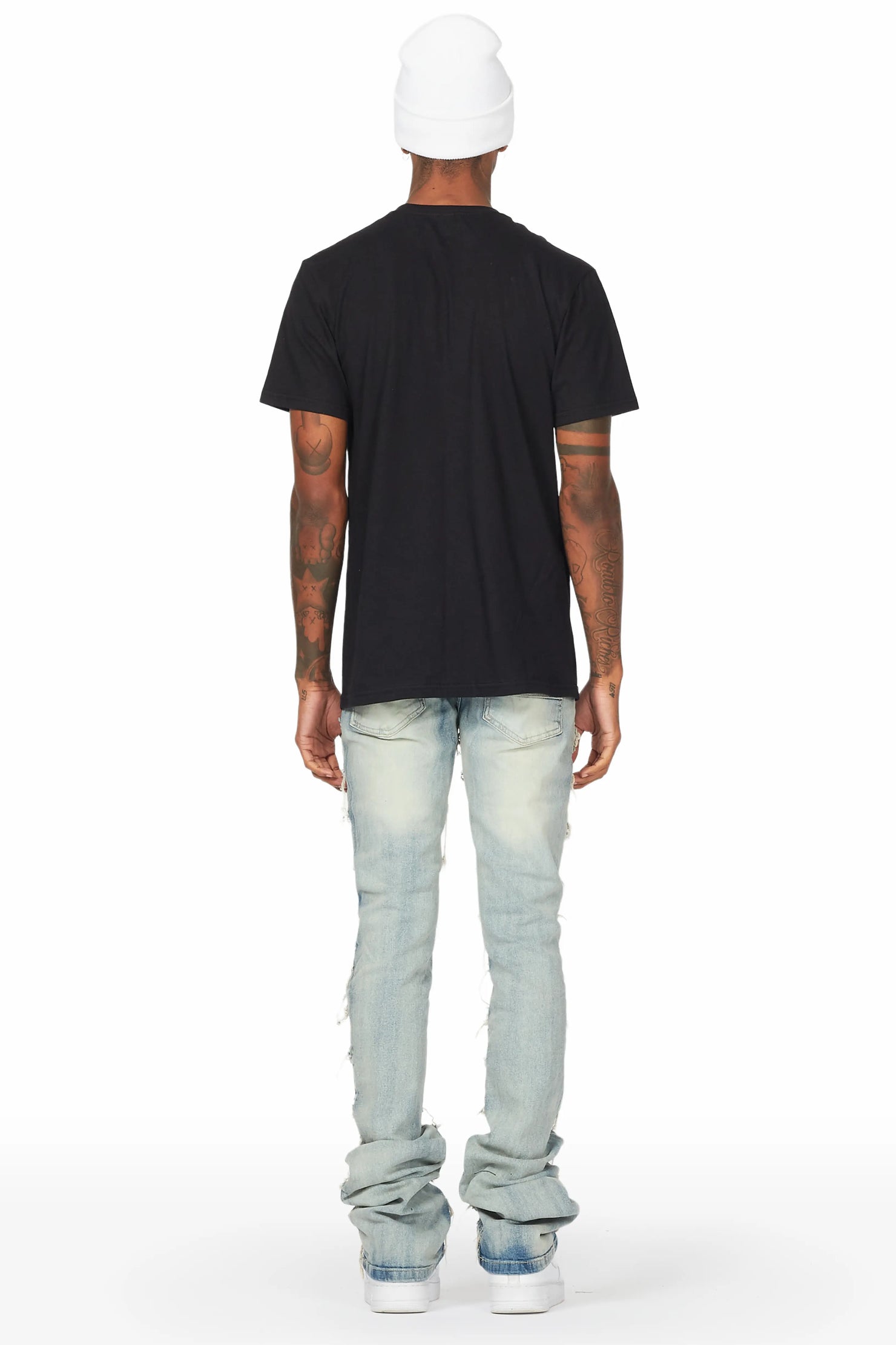 Waylon Tint Frayed Super Stacked Flare Jean
