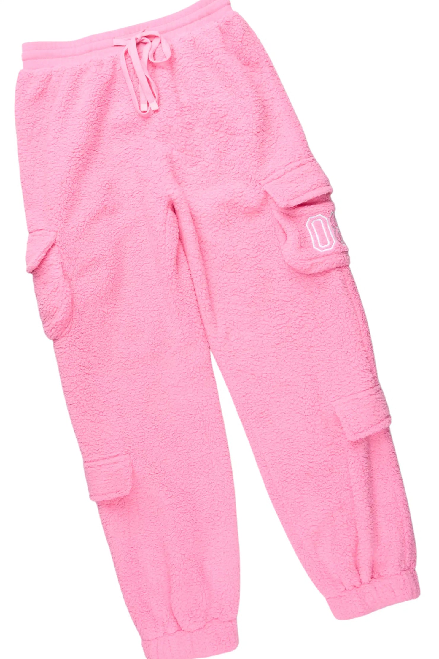 Renea Pink Sherpa Cargo Baggy Fit Track Set