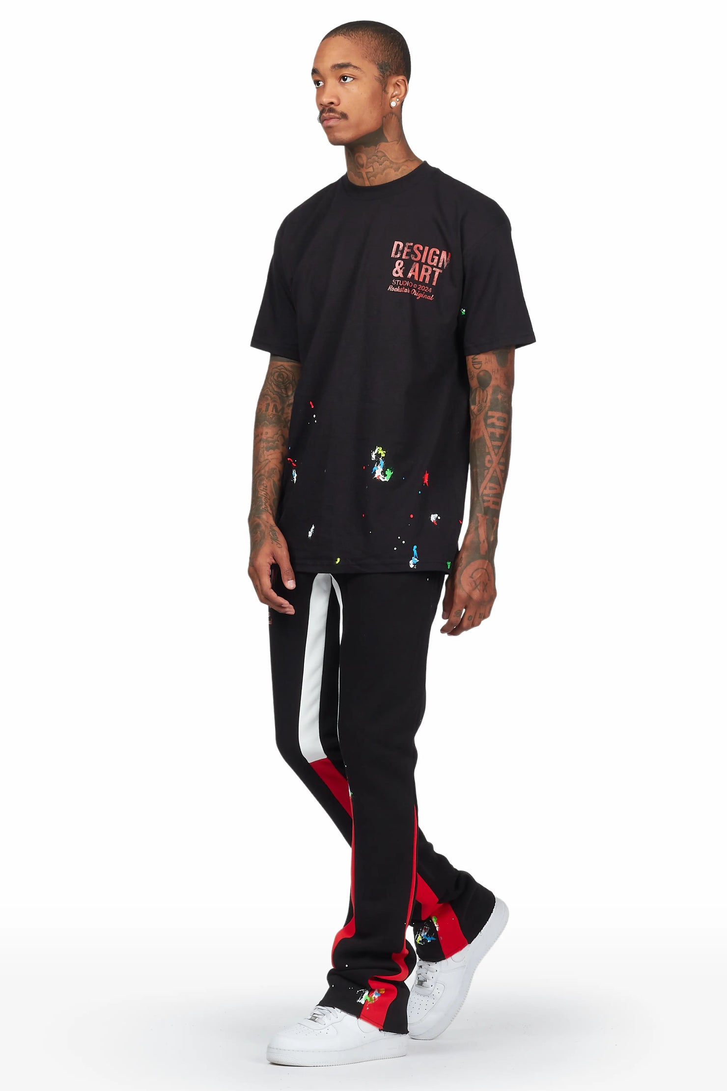Mancha Black/Red T-Shirt Stacked Flare Track Set
