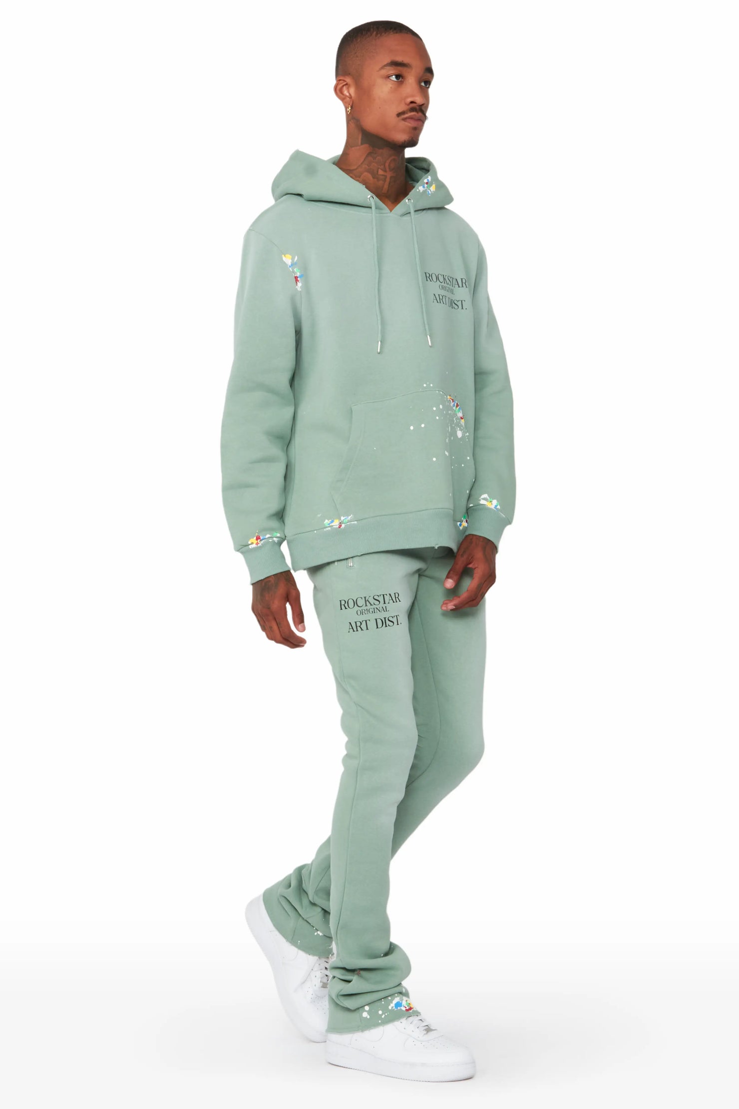 Rockstar Art Dist. Sage Hoodie/Stacked Flare Set