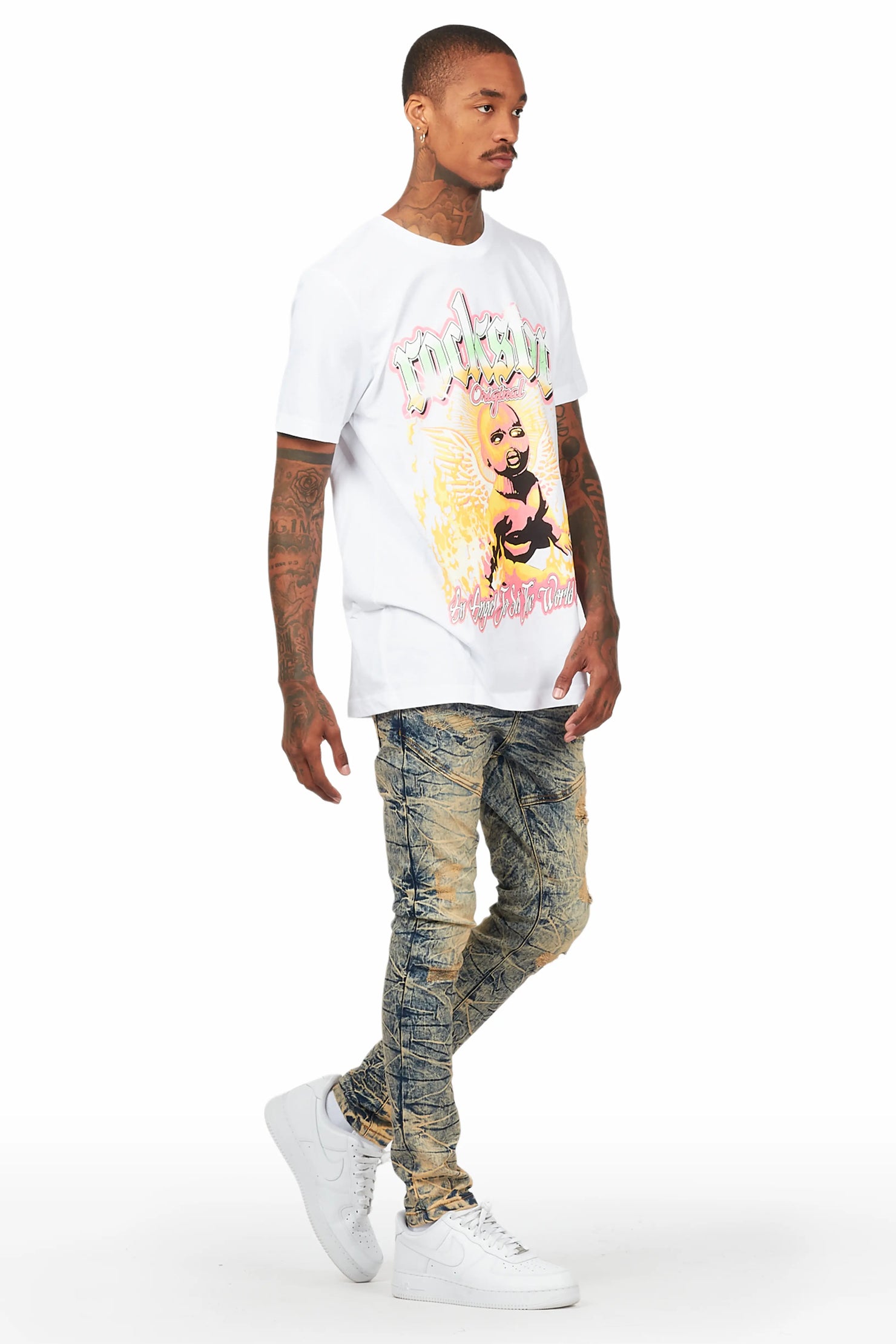 Whitefall White T-Shirt Slim Fit Jean Bundle