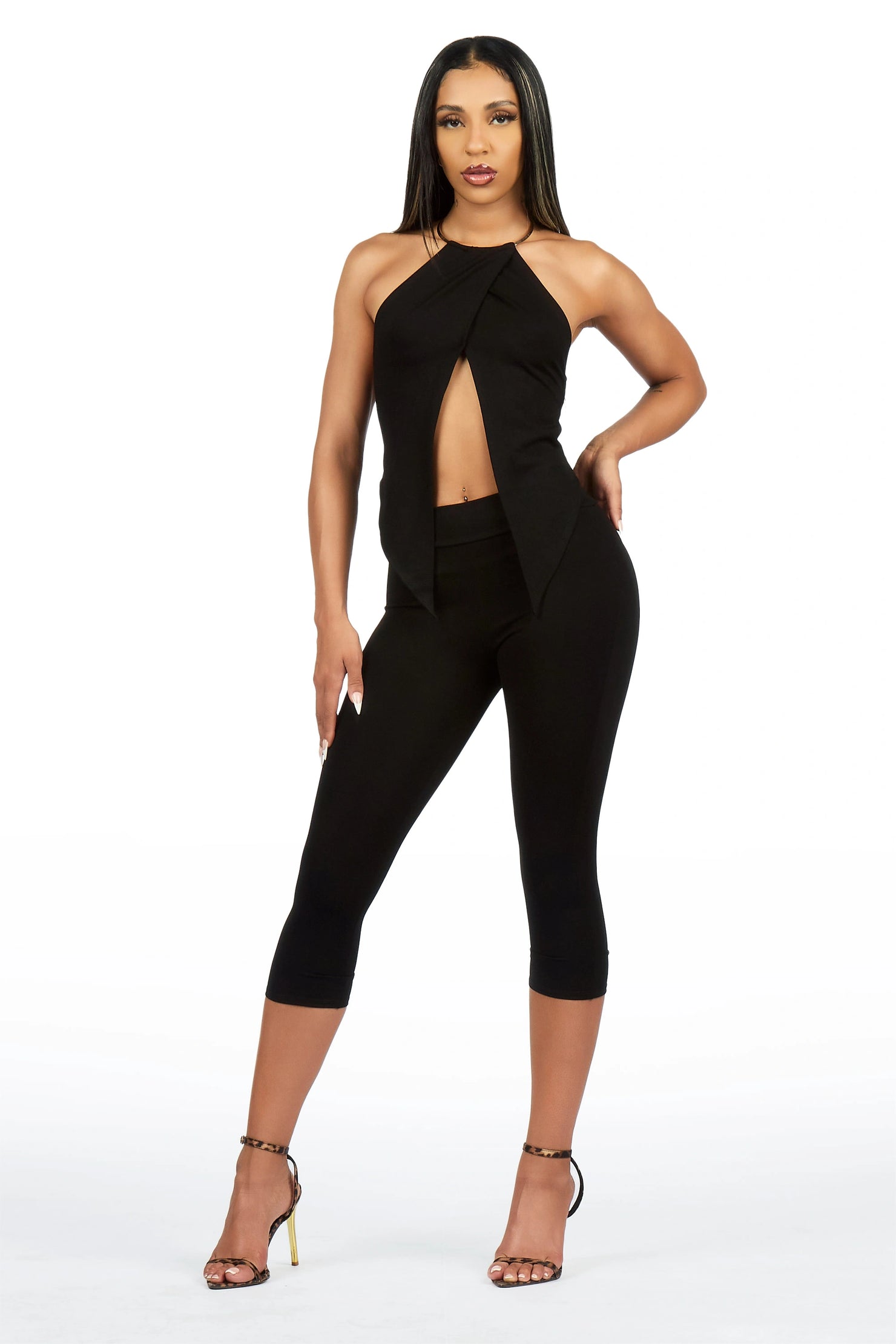 Fly-aay Black 2 pc Capri Set