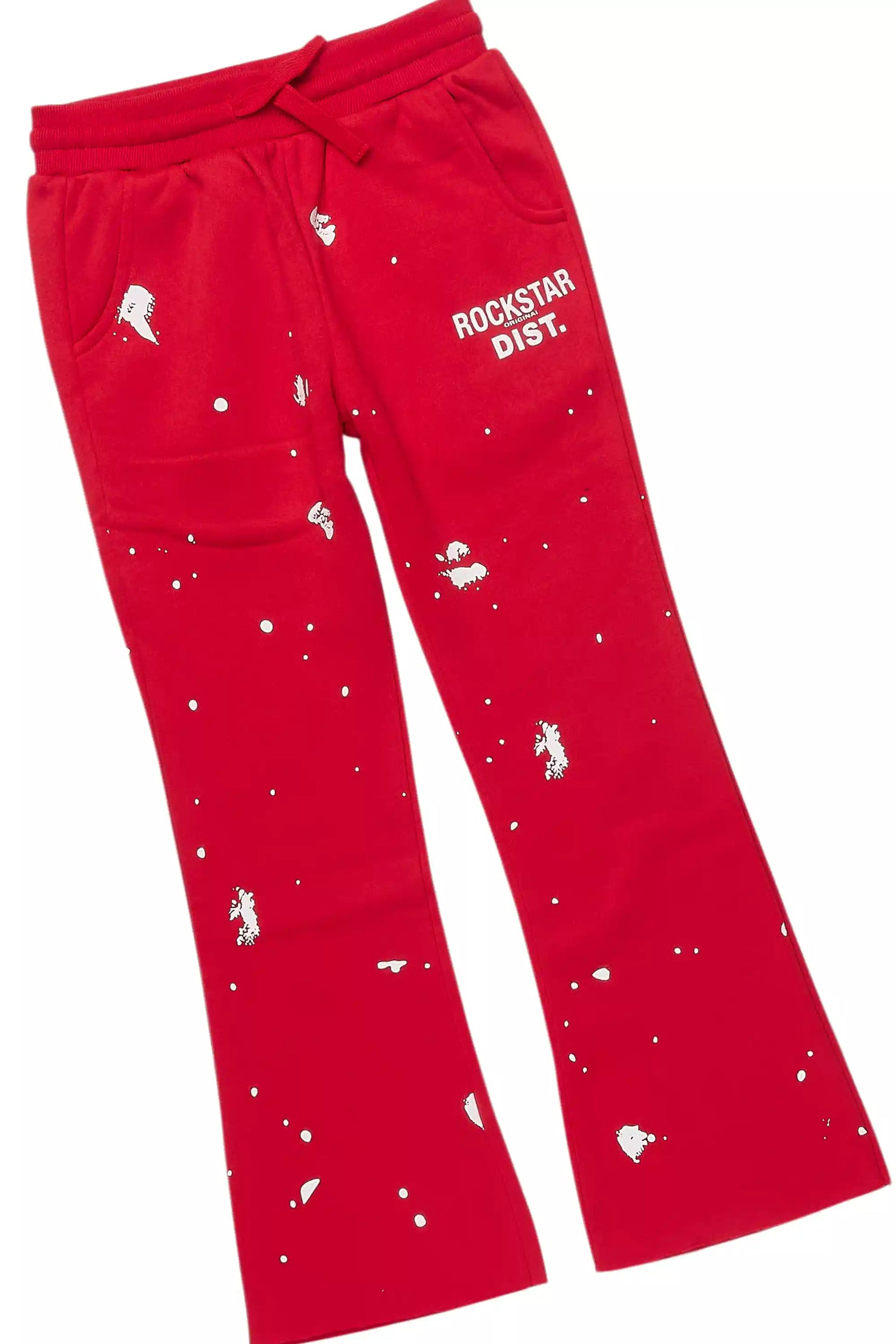 Girls Hadley Red Hoodie Stacked Flare Track Set