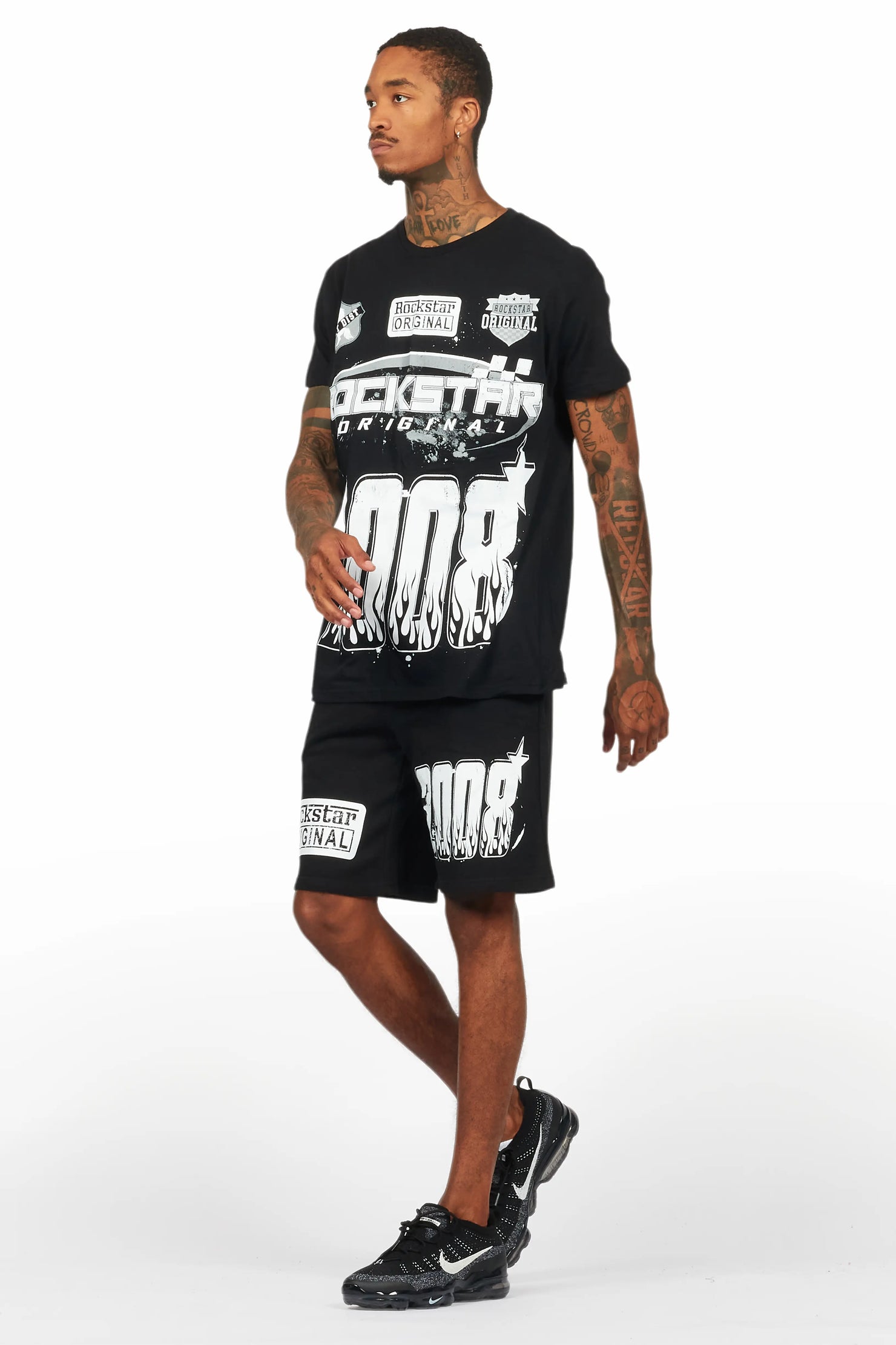 Amos Black Graphic T-Shirt Short Set