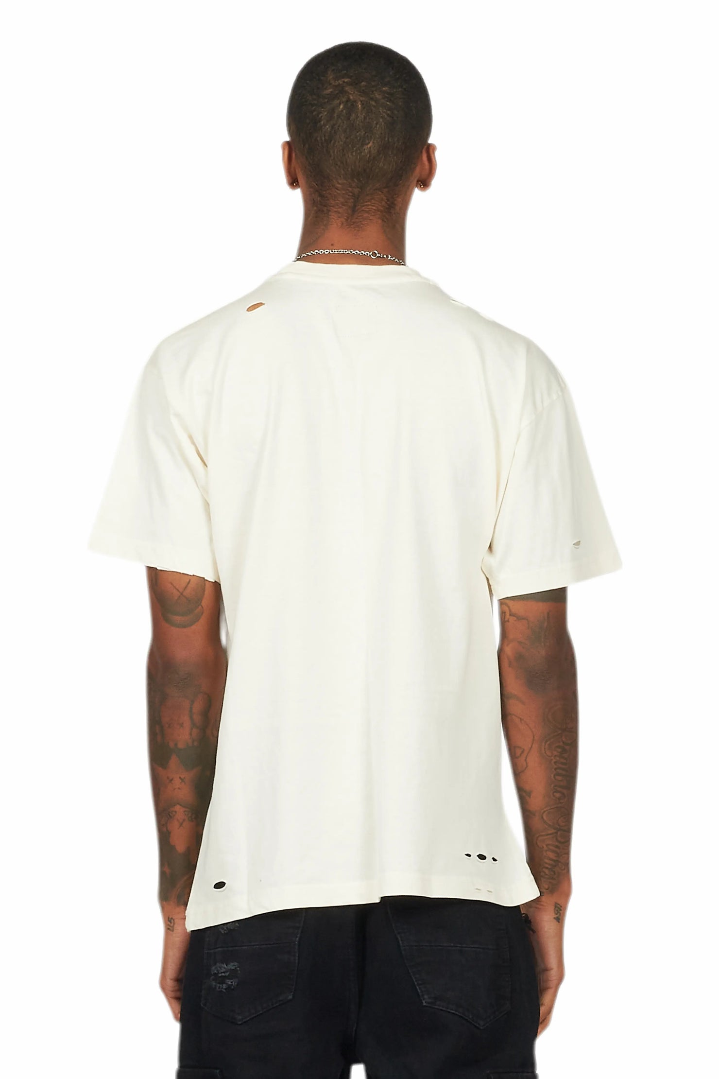 Basic Rockstar Vintage Sand Oversized Distressed Plain T-Shirt