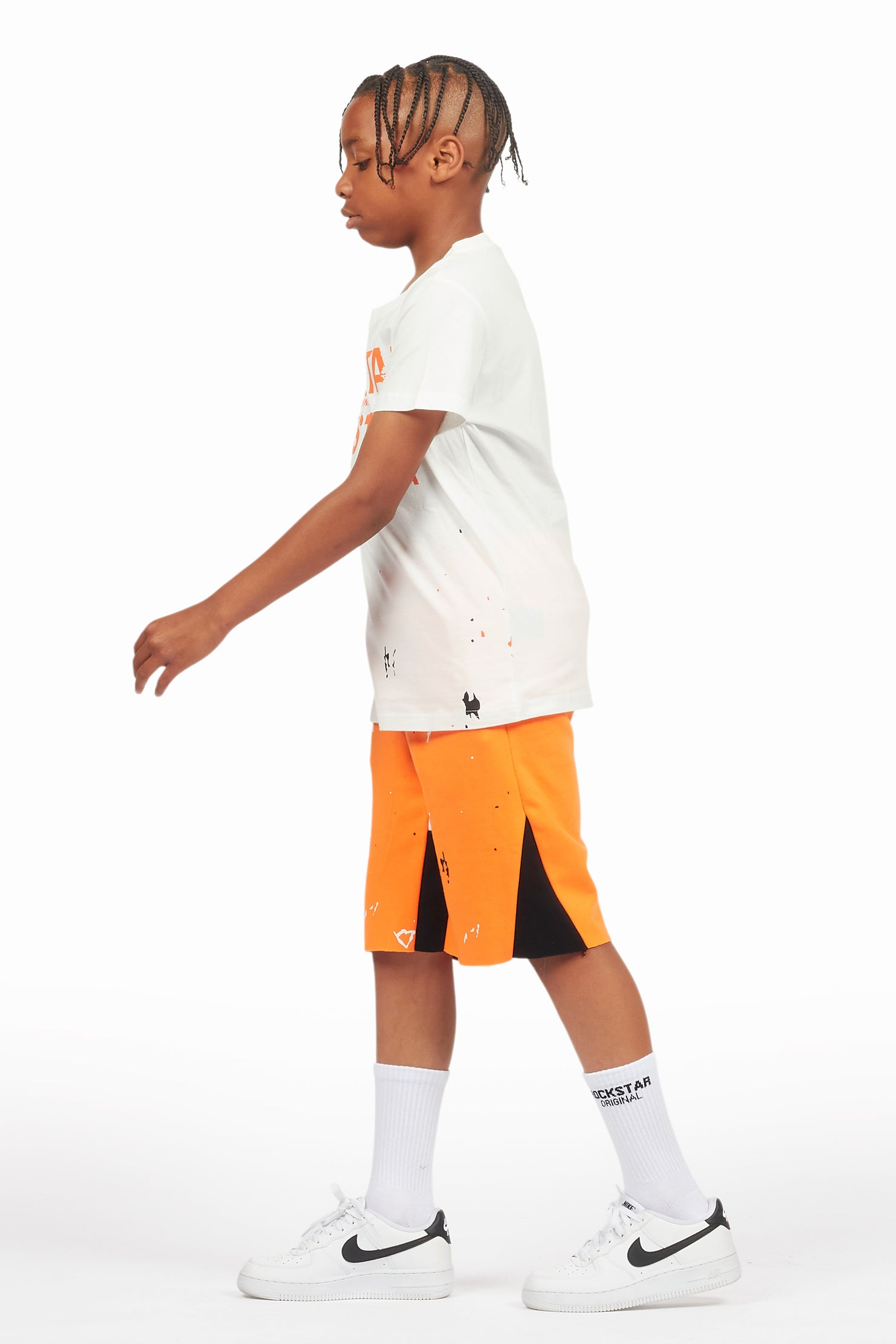 Boys Scottie White/Orange Short Set