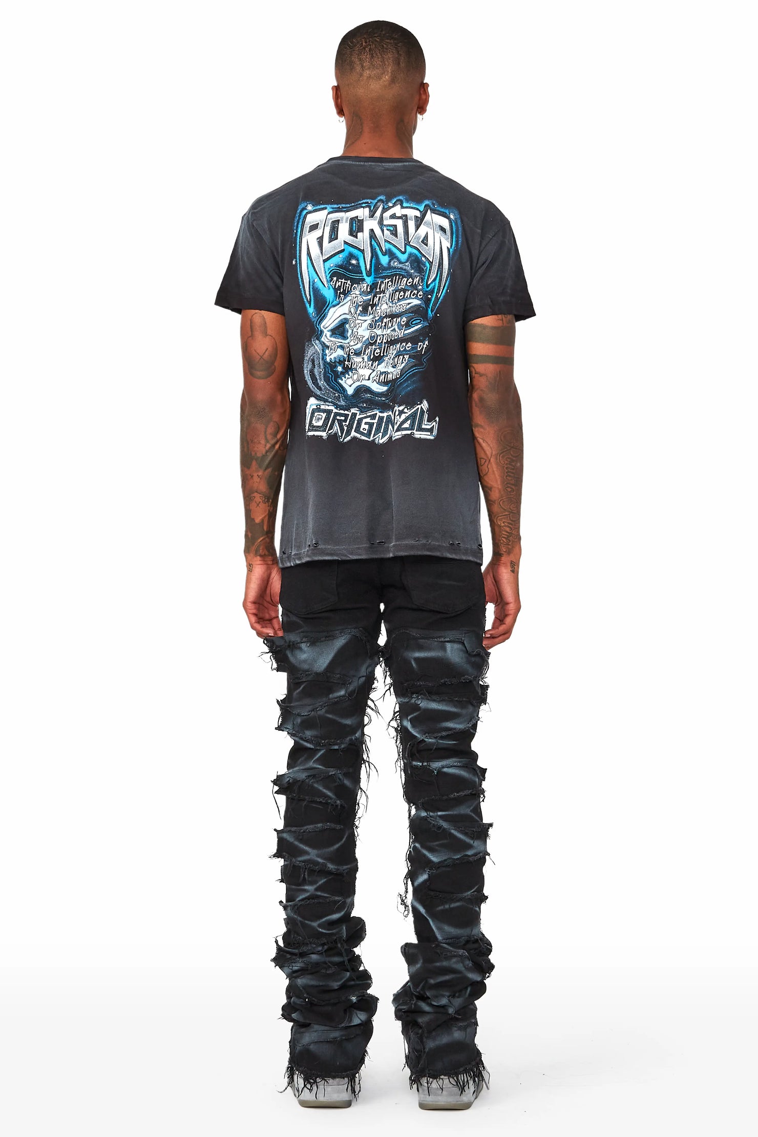 Hayden Black Super Stacked Flare Jean