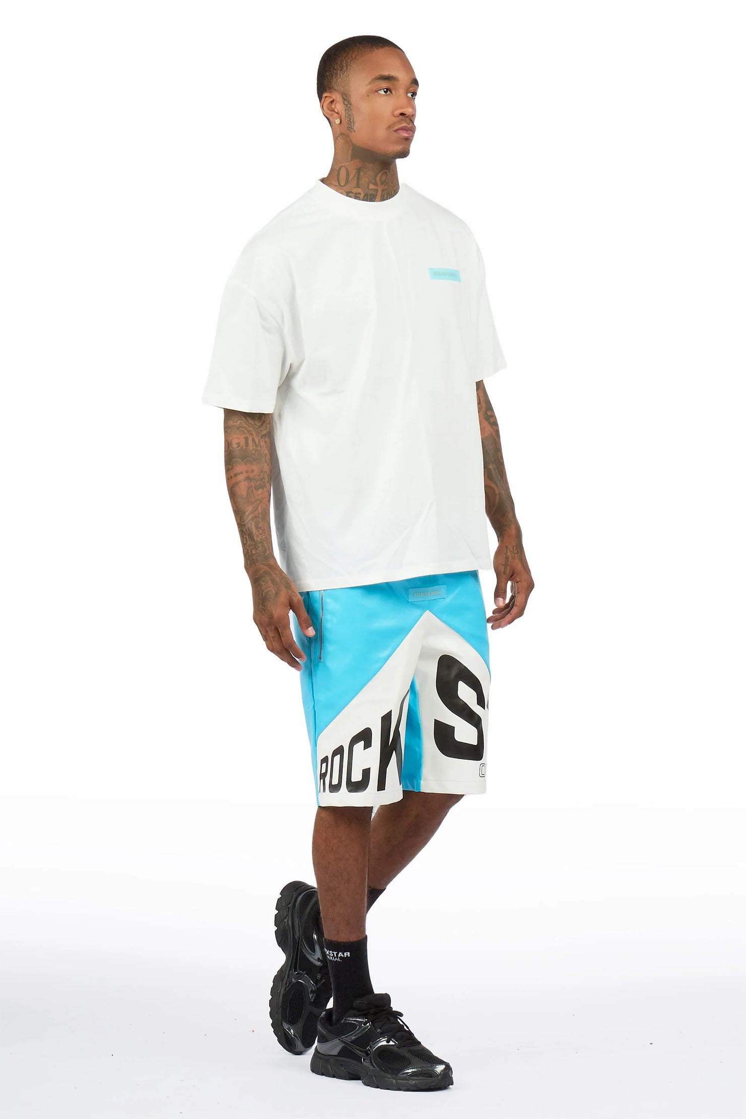 Zayn White/Mint/Blue Graphic Short Set