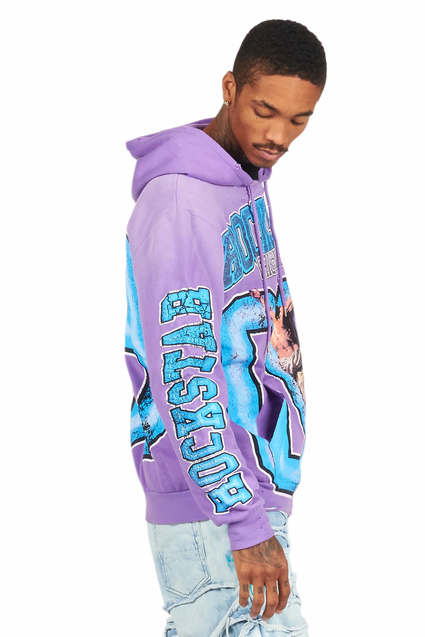 Fields Purple Distressed Graphic Hoodie
