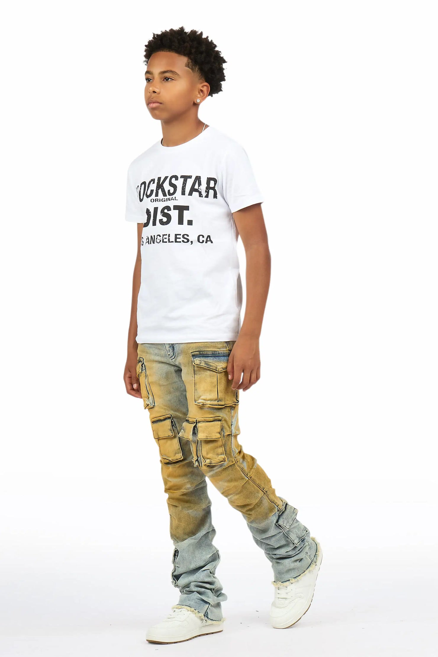 Boys Gentry Tint Light Blue Stacked Flare Jean