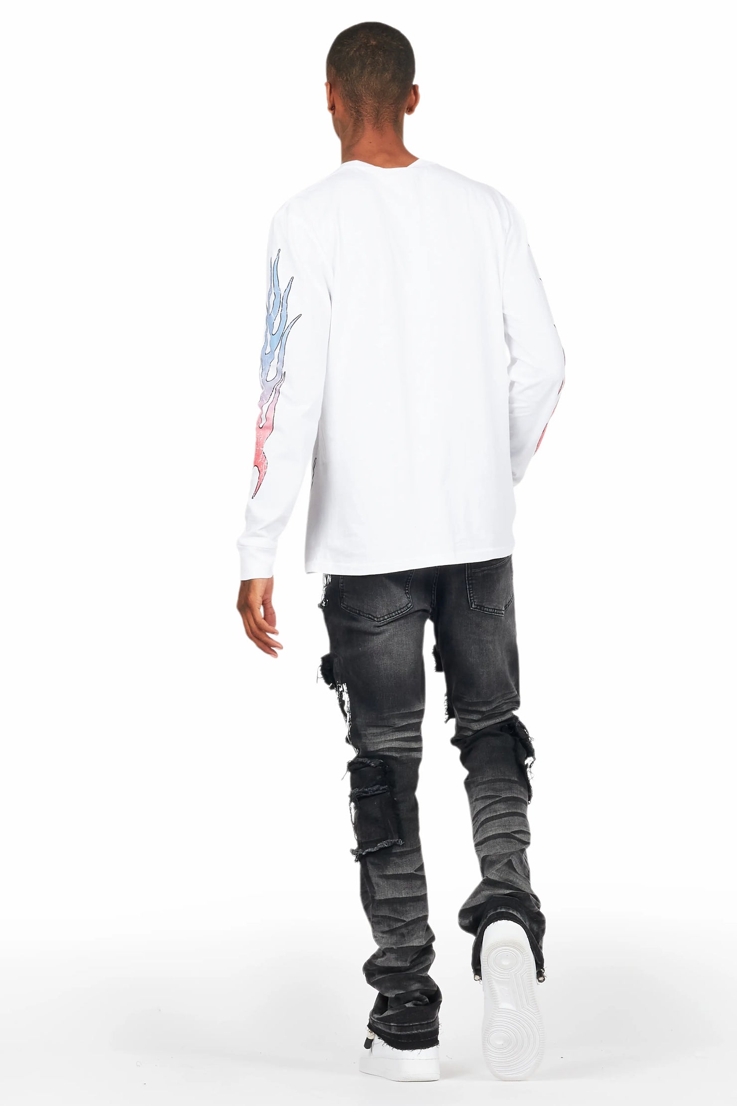 Elam Grey Painter Stacked Flare Jean