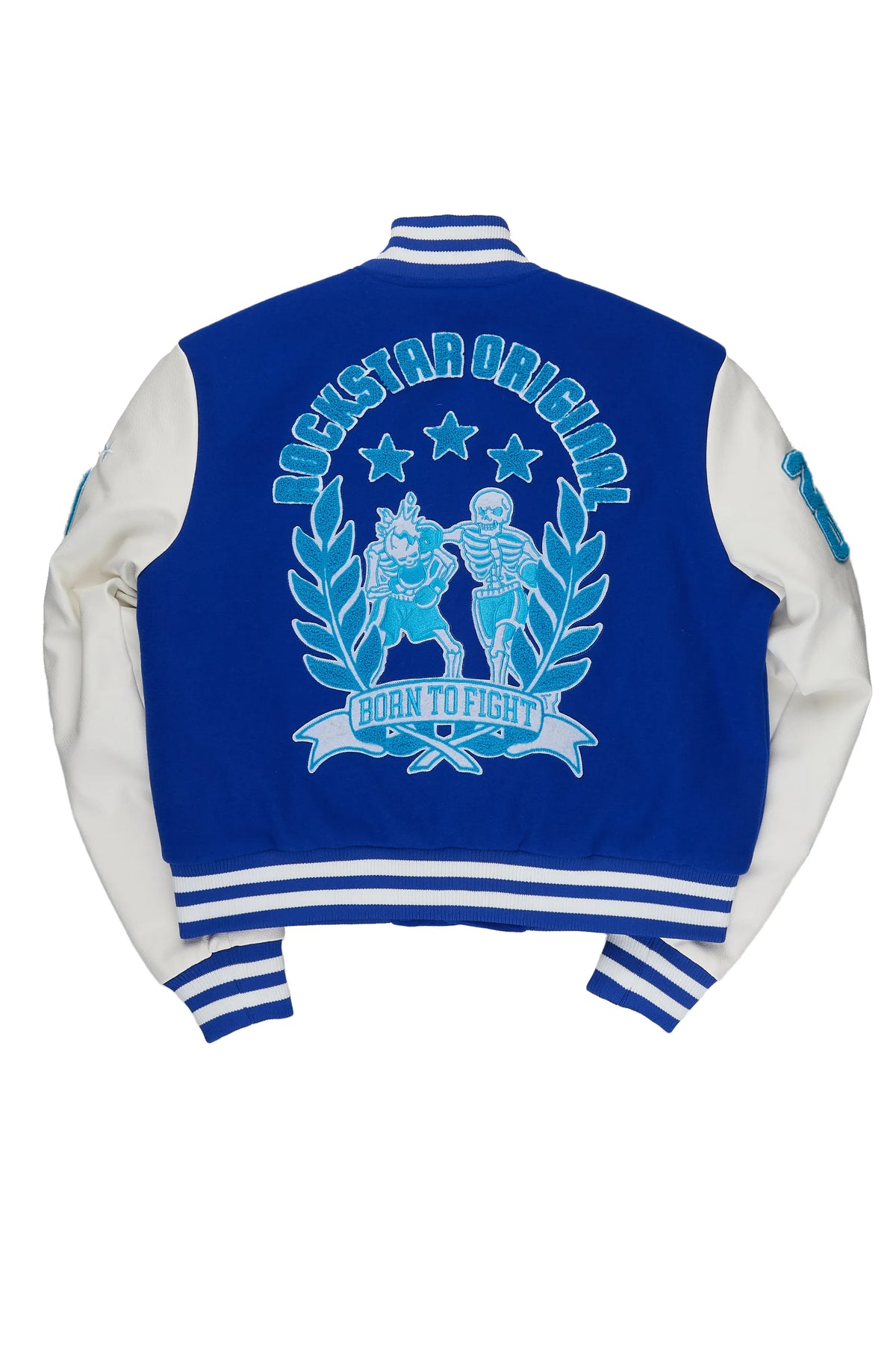Yvonna Royal Blue/White Oversized Varsity Jacket