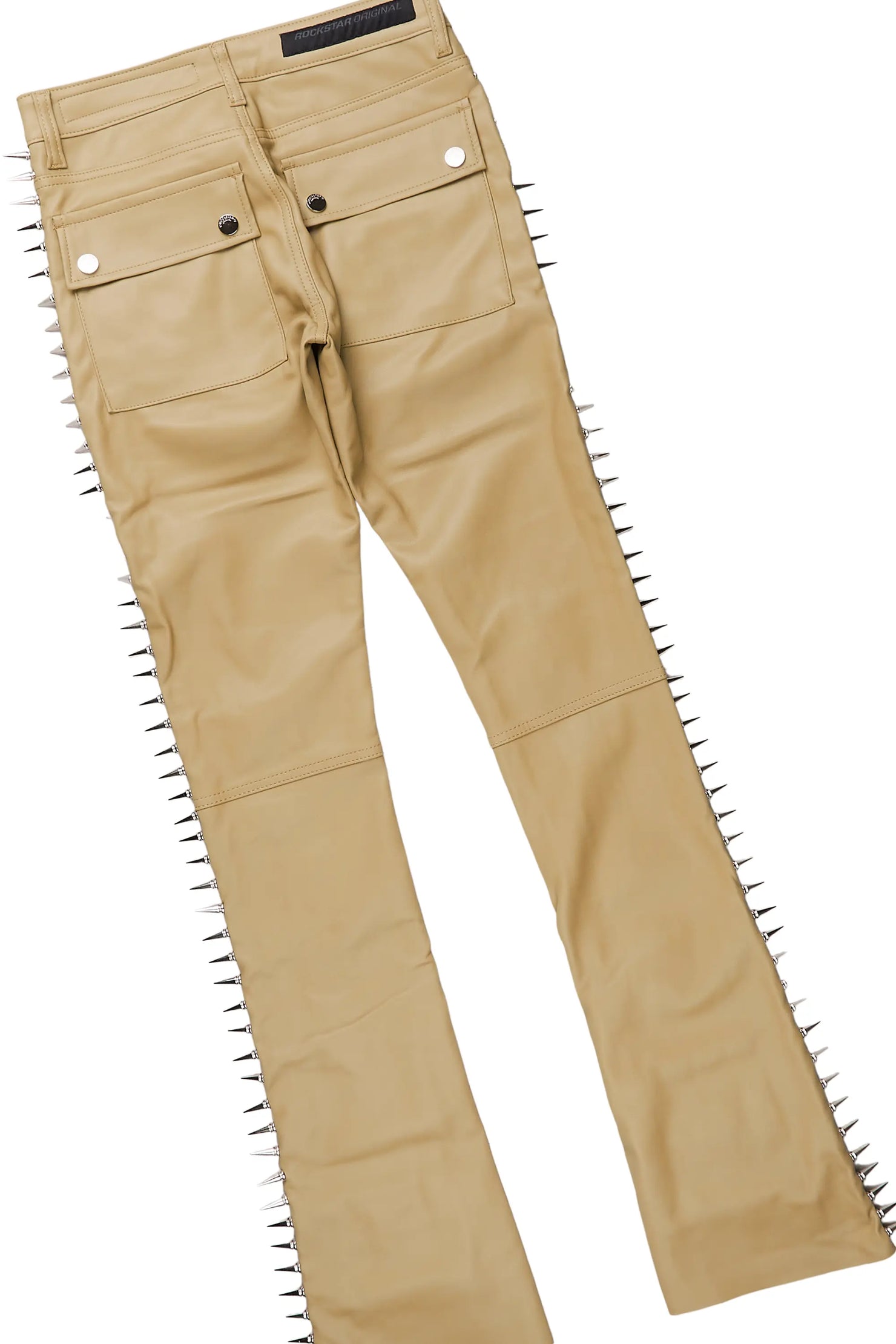 Inner Luv Black Oversized T-Shirt & Leopold Beige PU Stacked Flare Jean Bundle