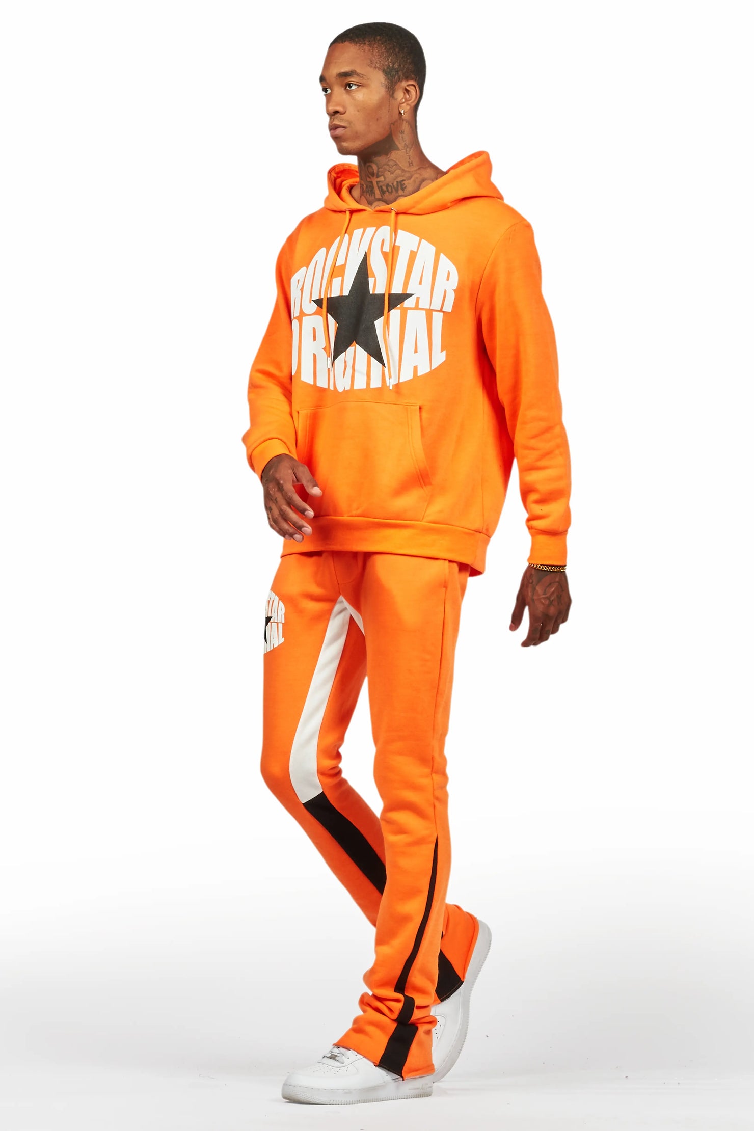 States Orange Hoodie Stacked Flare Track Set