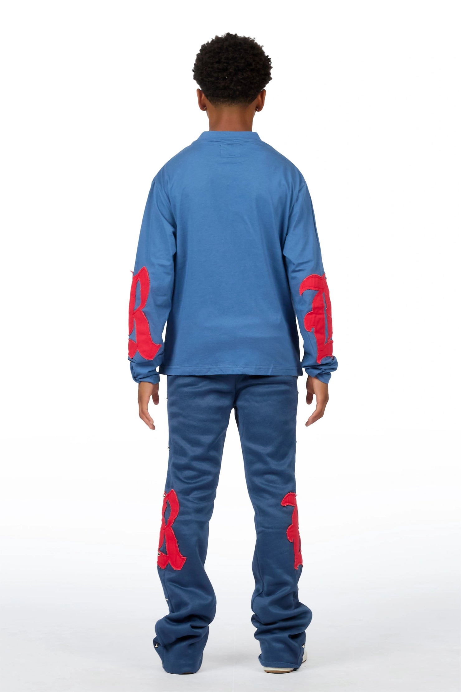 Boys Shire Navy/Red Long Sleeve Stacked Track Set