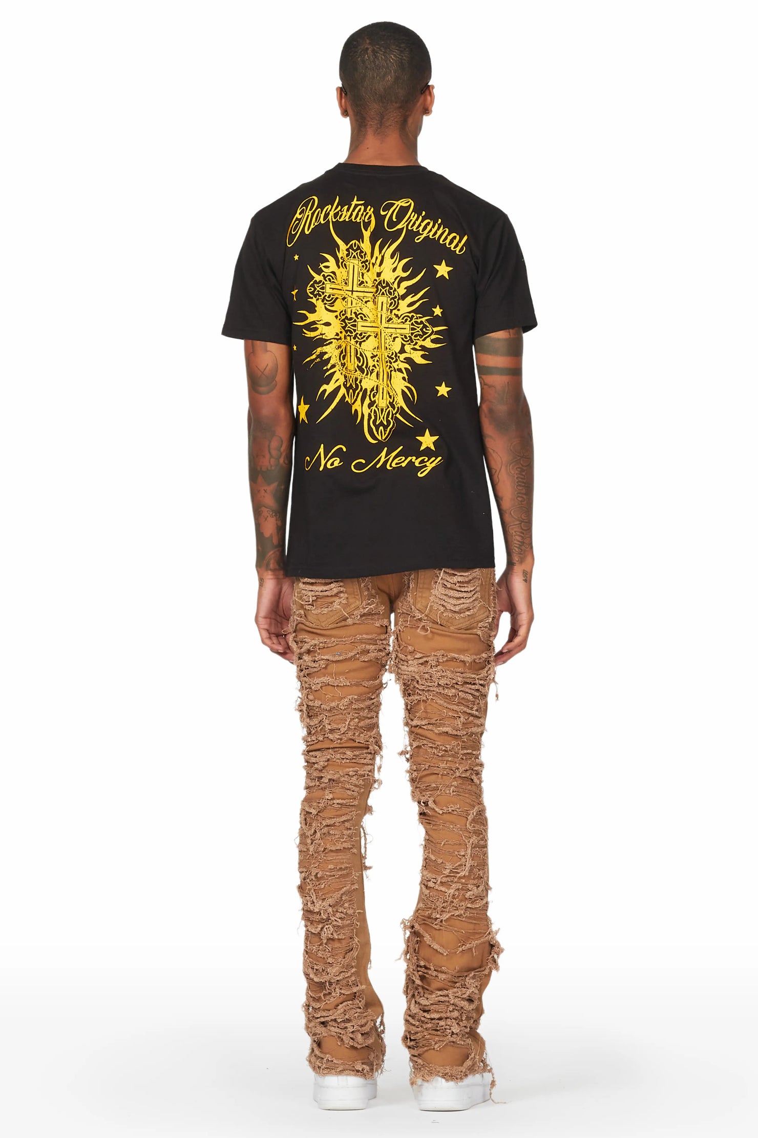 Conrad Beige Stacked Flare Jean