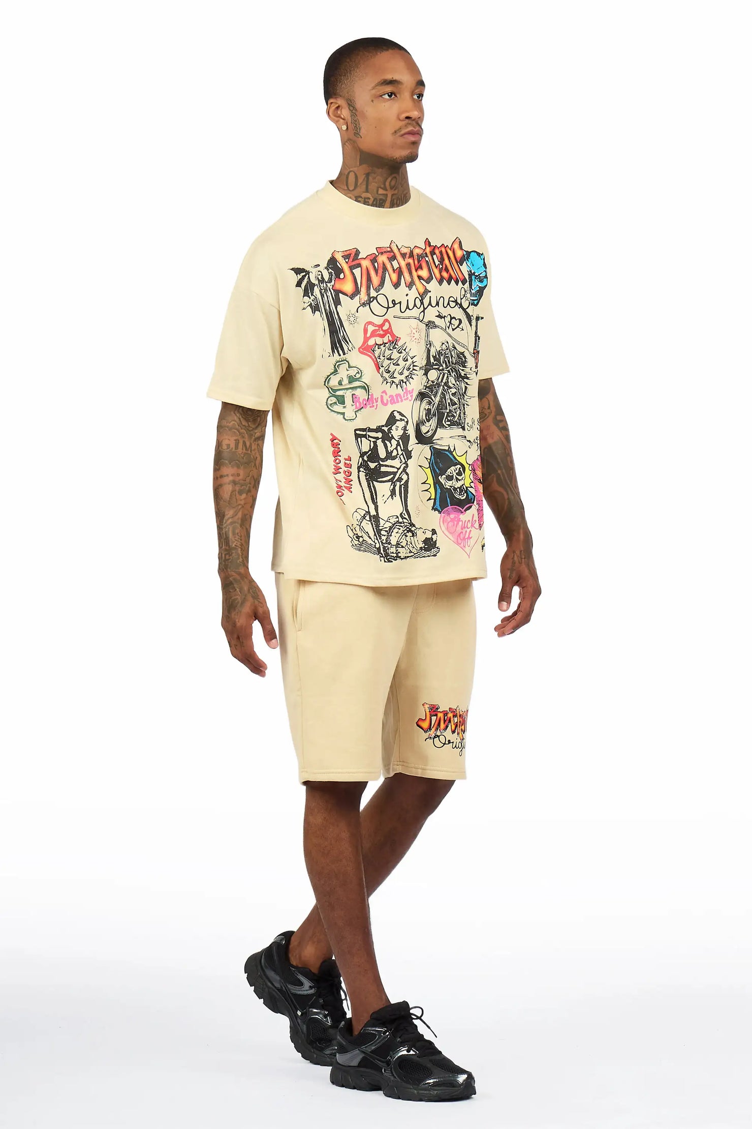 Shoota Beige/Black Short Set