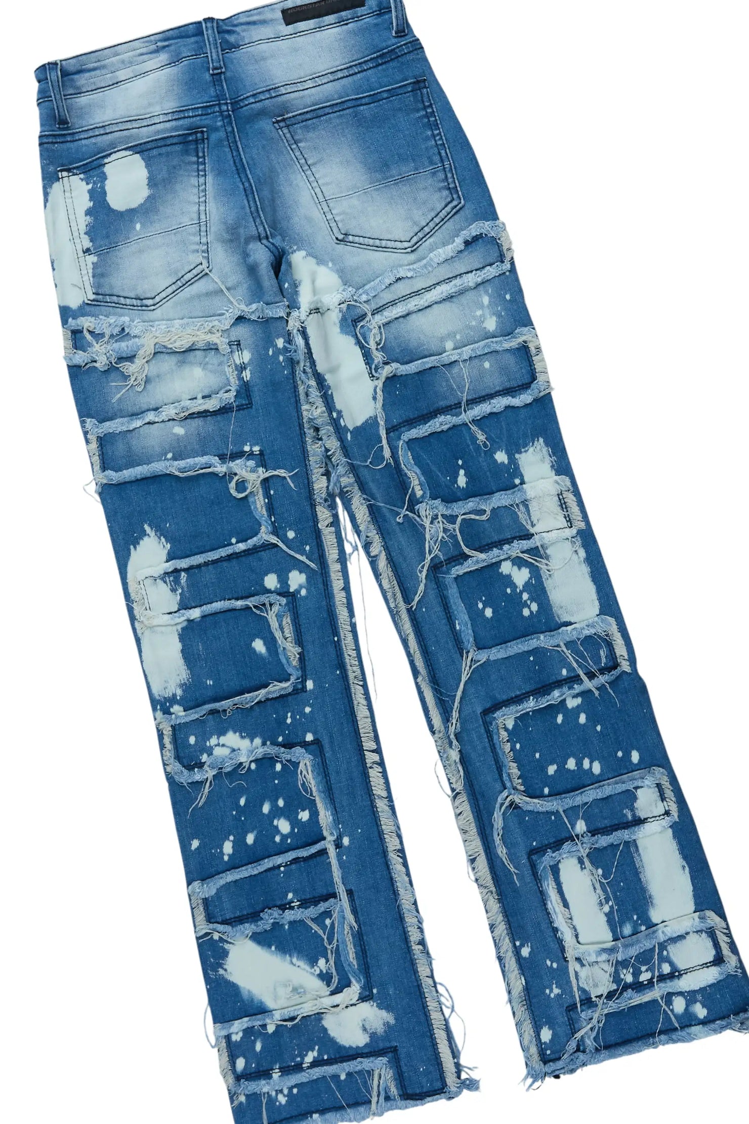 Boys M4 Toys Royal Blue Hoodie & Laban Blue Bleach Stacked Jean Set