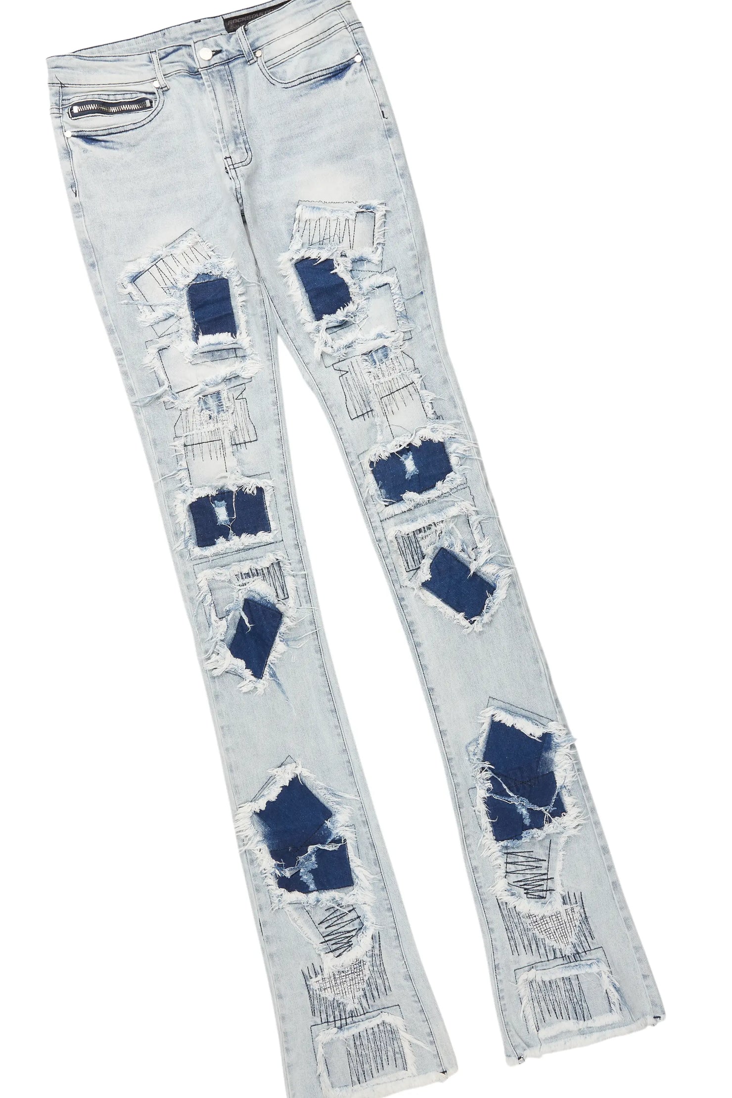 Fields Royal/Light Blue Hoodie/Super Stacked Flare Jean Bundle