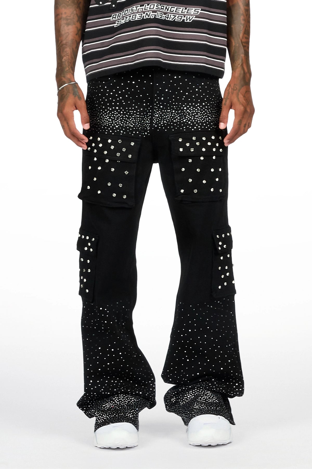 Arman Black Rhinestones Baggy Fit Jeans