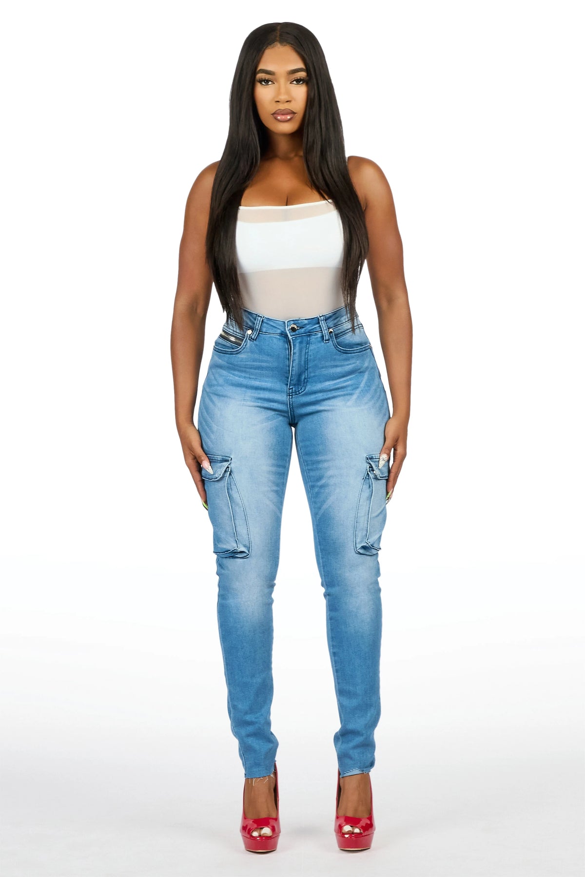Kimwona Light Wash Cargo Skinny Jean
