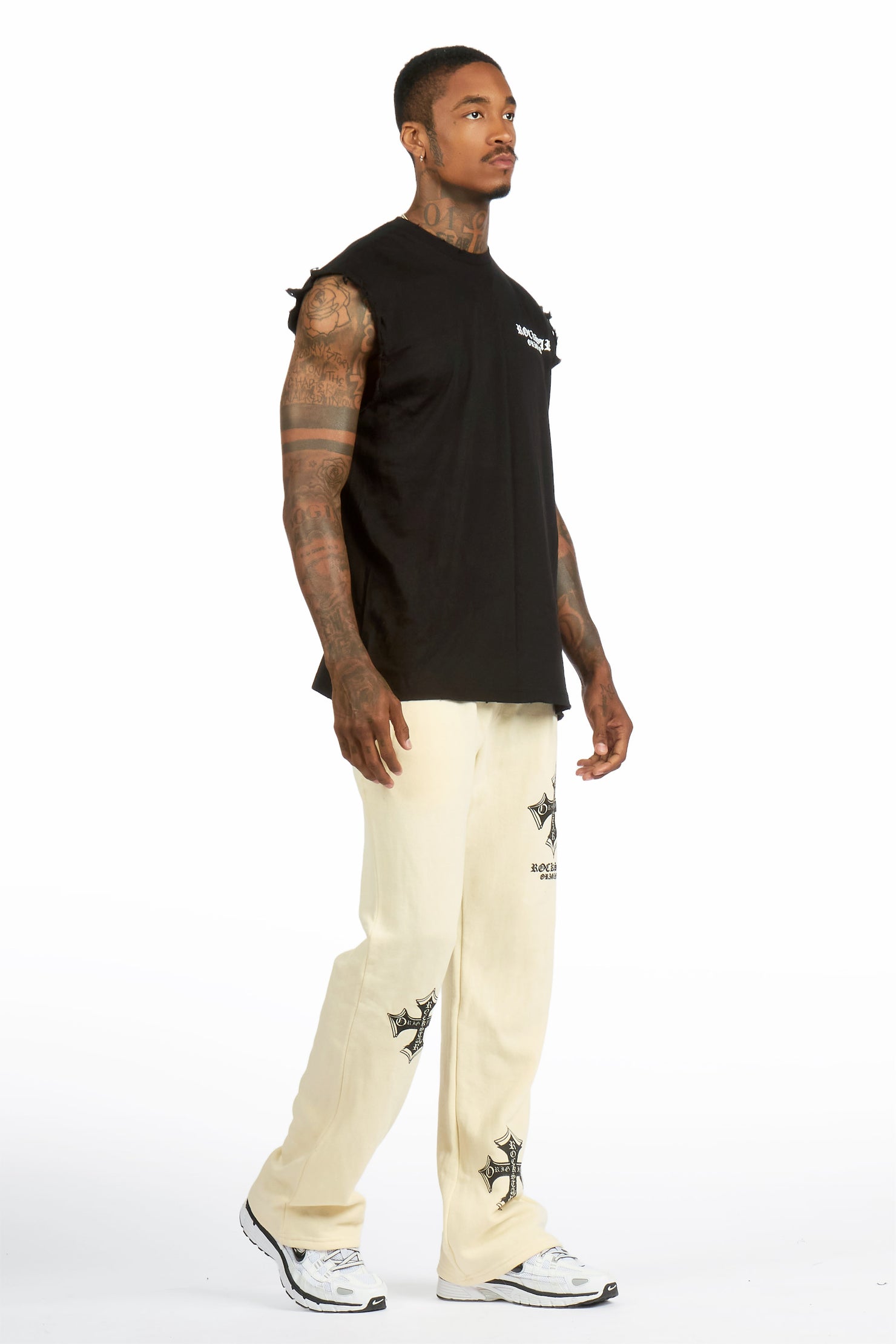 Arkady 2.0 Black/Sand Cut Sleeve/Stacked Pant Track Set