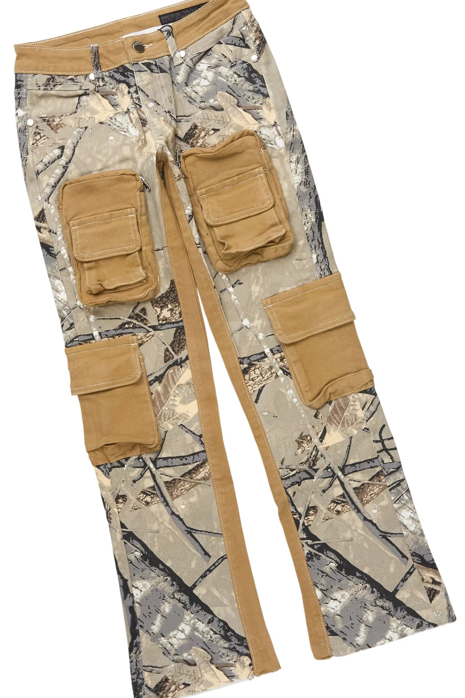 Boys Semaj Vintage Beige Hoodie/Stacked Jean Set