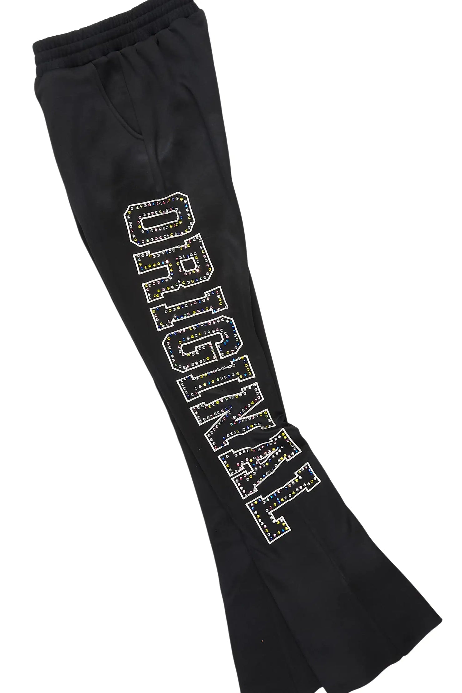 Quianna Black Rhinestone Stacked Track Set