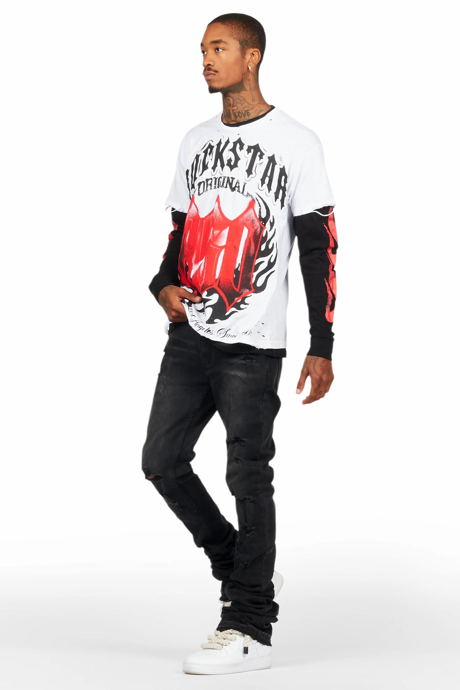 Stellan Dark Grey Super Stacked Flare Jean