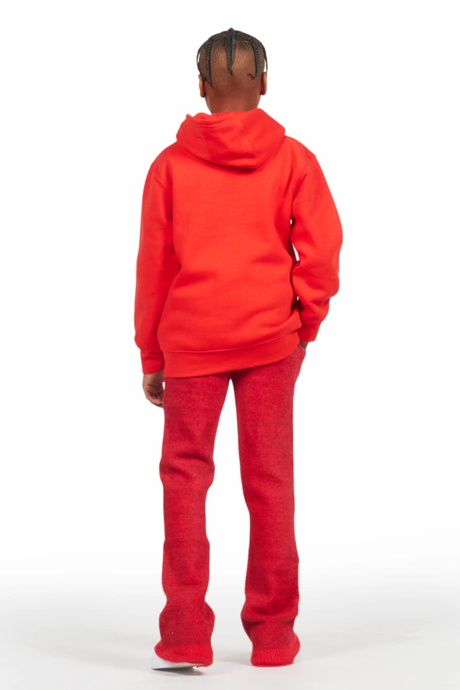 Boys Keve Red Knitted Mohair Flare Sweat Pant