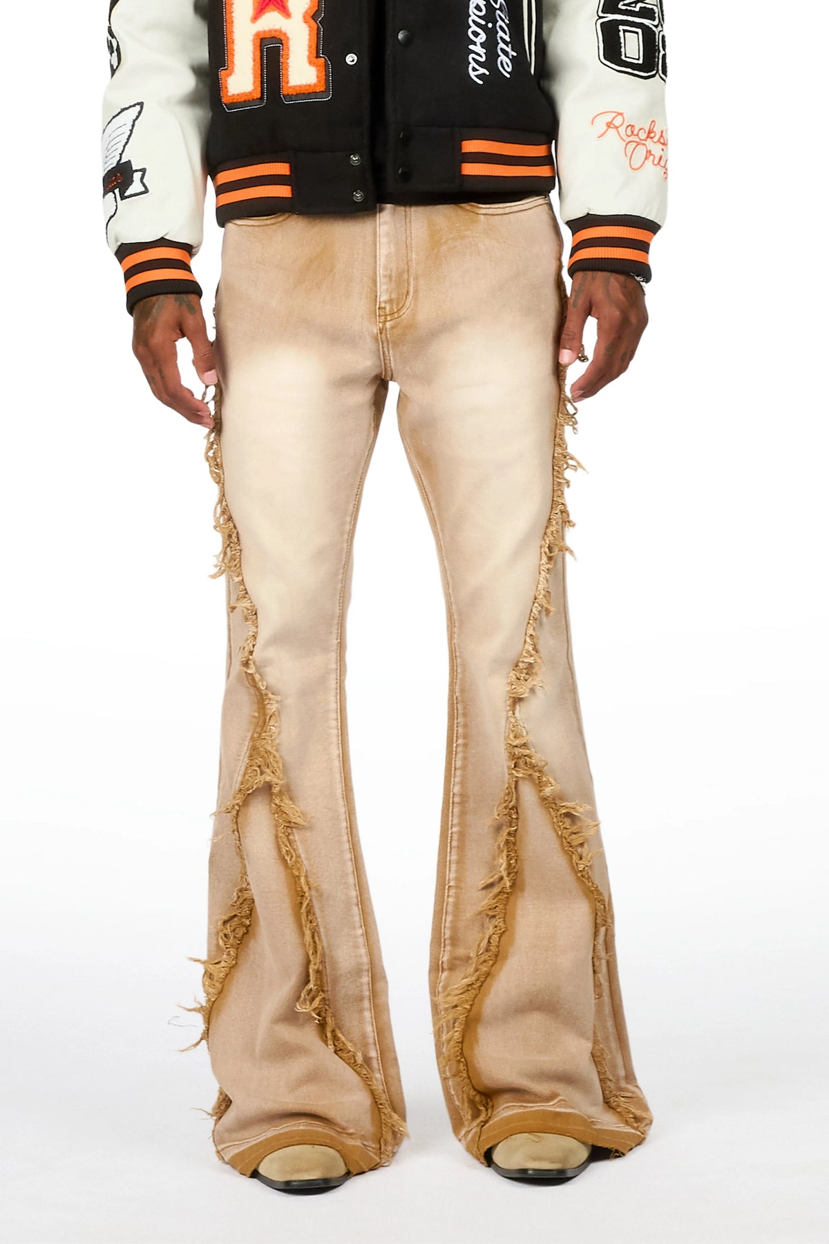 Vane Beige Stacked Super Flare Jean