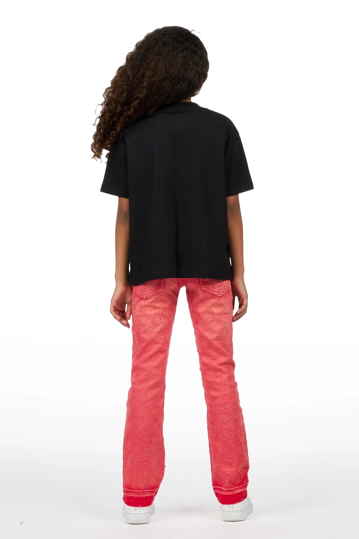 Girls Dezz Black/Red T-Shirt Rhinestone Jean Set