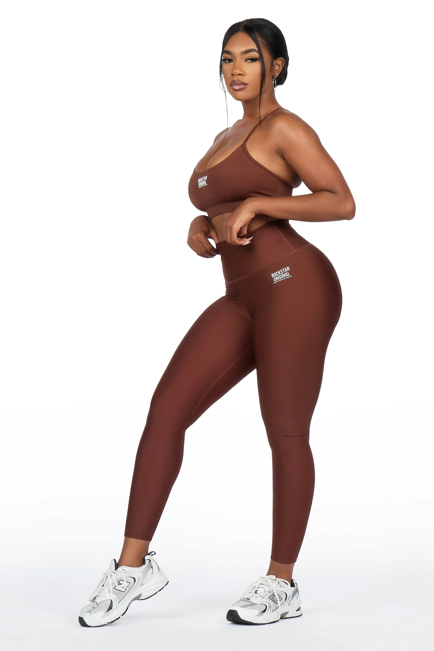 Donika Brown Tank Active Legging Set