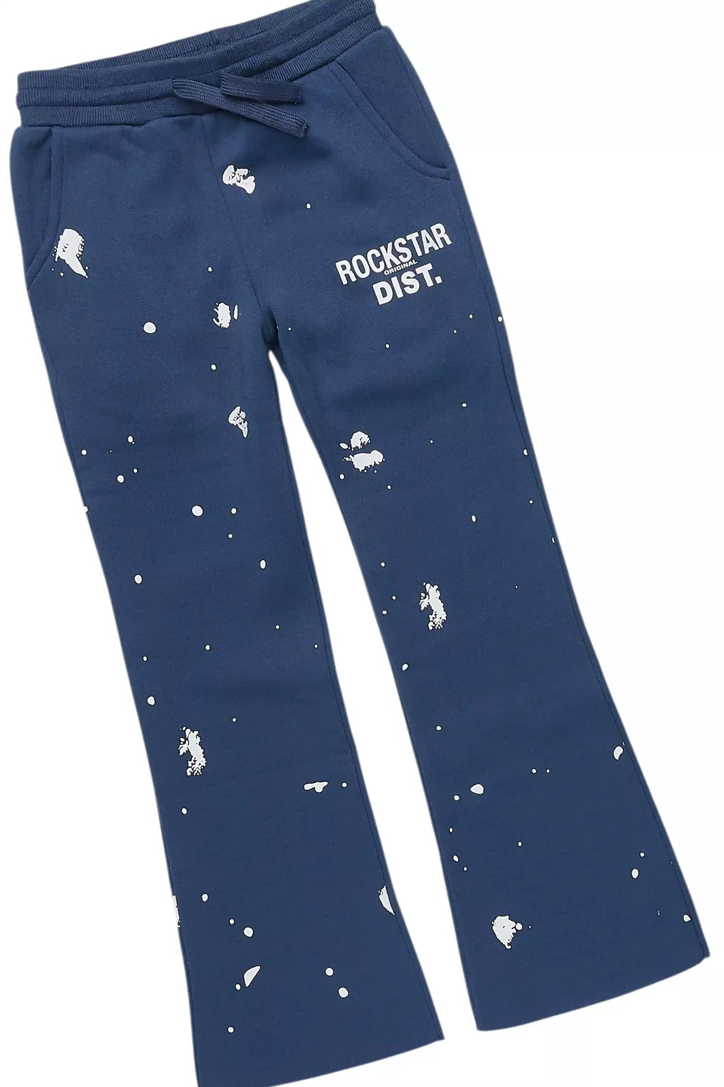 Girls Hadley Navy Hoodie Stacked Flare Track Set