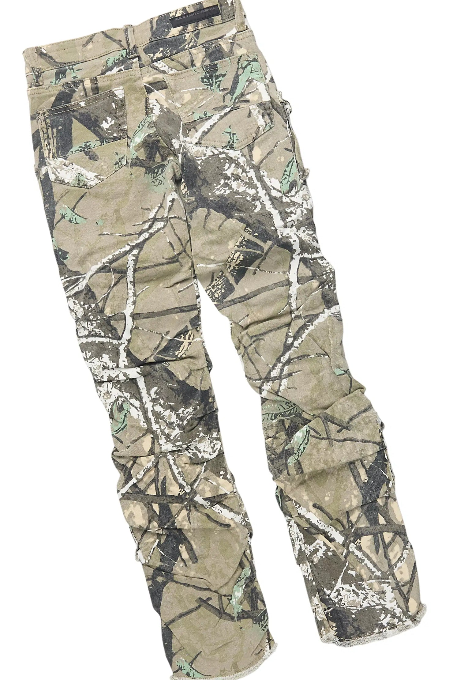 Boys Koen Beige Hoodie & Gentry Camo Tree Stacked Jean Set