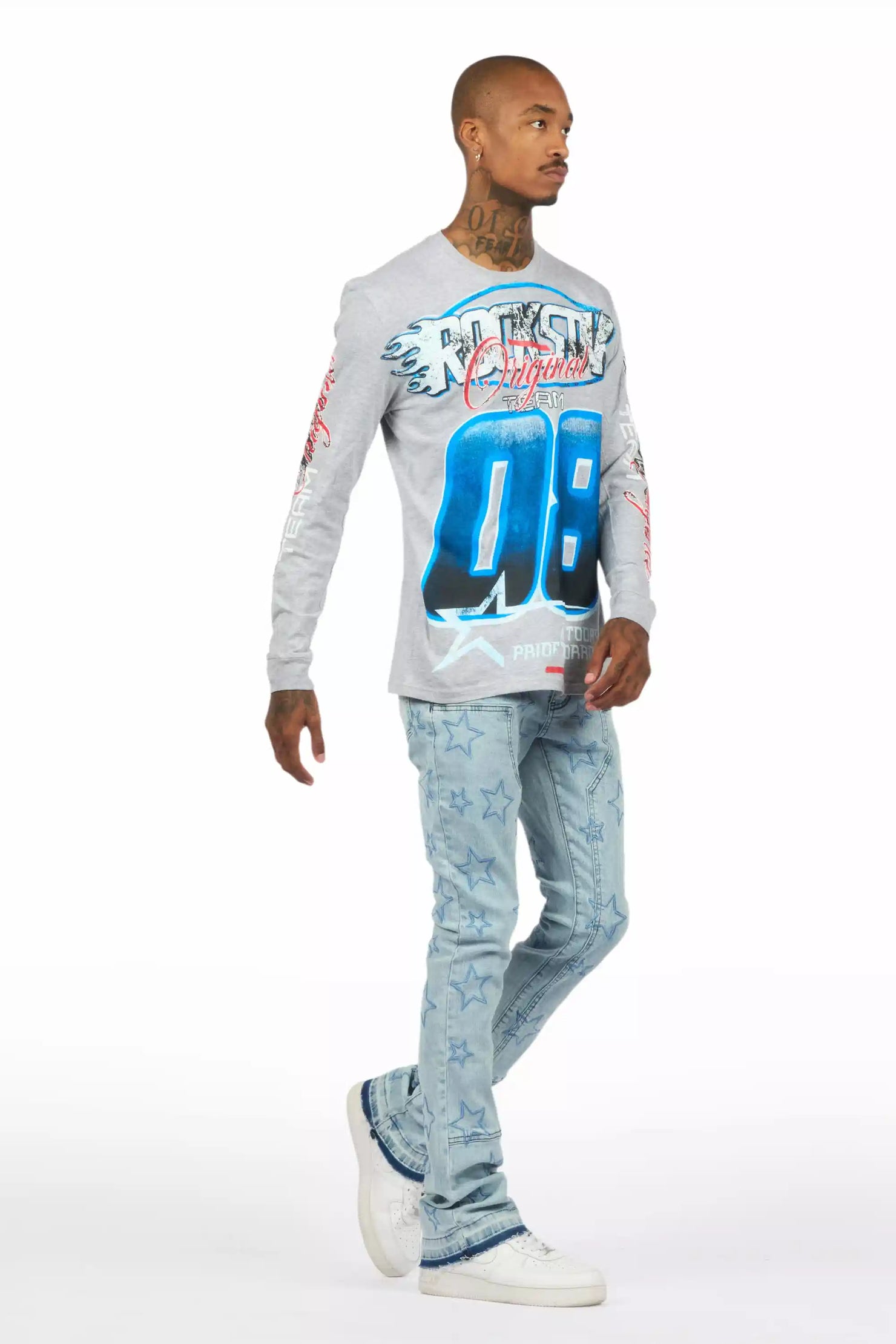 Starship Light Blue Stacked Flare Jean