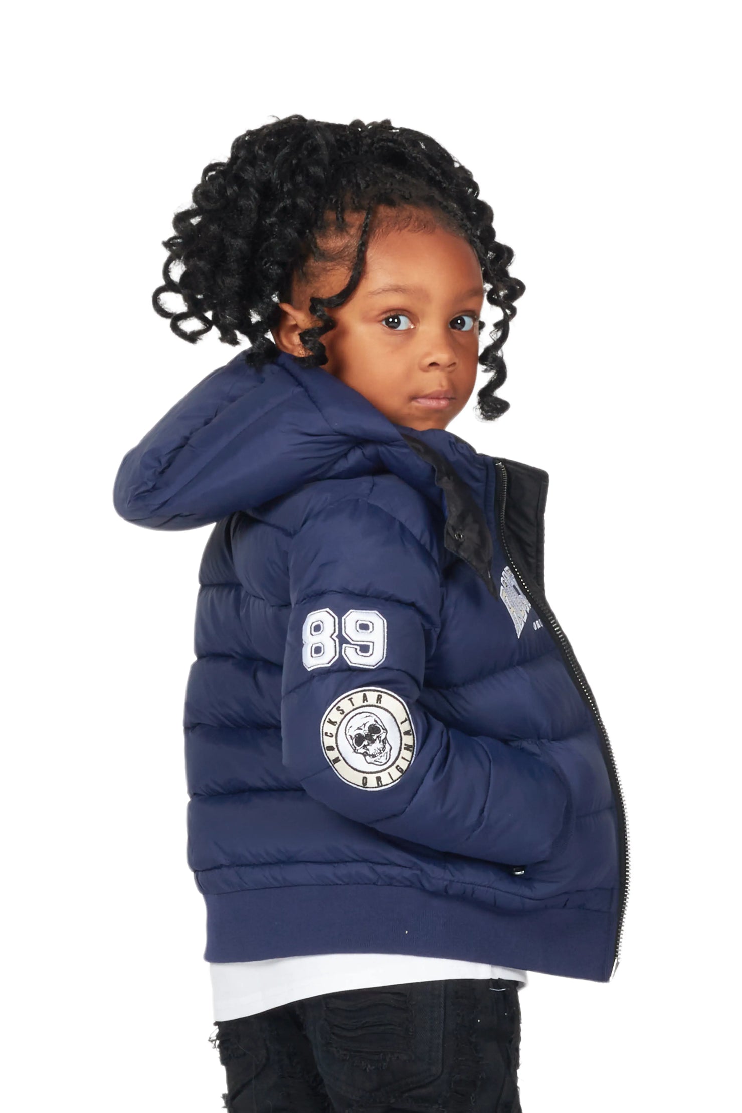 Girls Bronia Navy Puffer Jacket