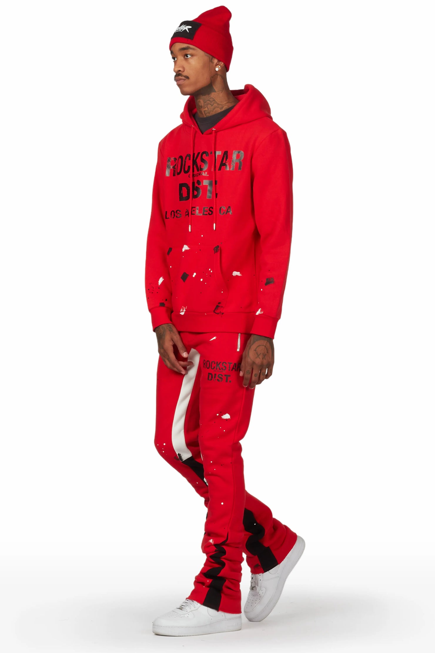 Scottie Red Hoodie Super Stacked Flare Track Set