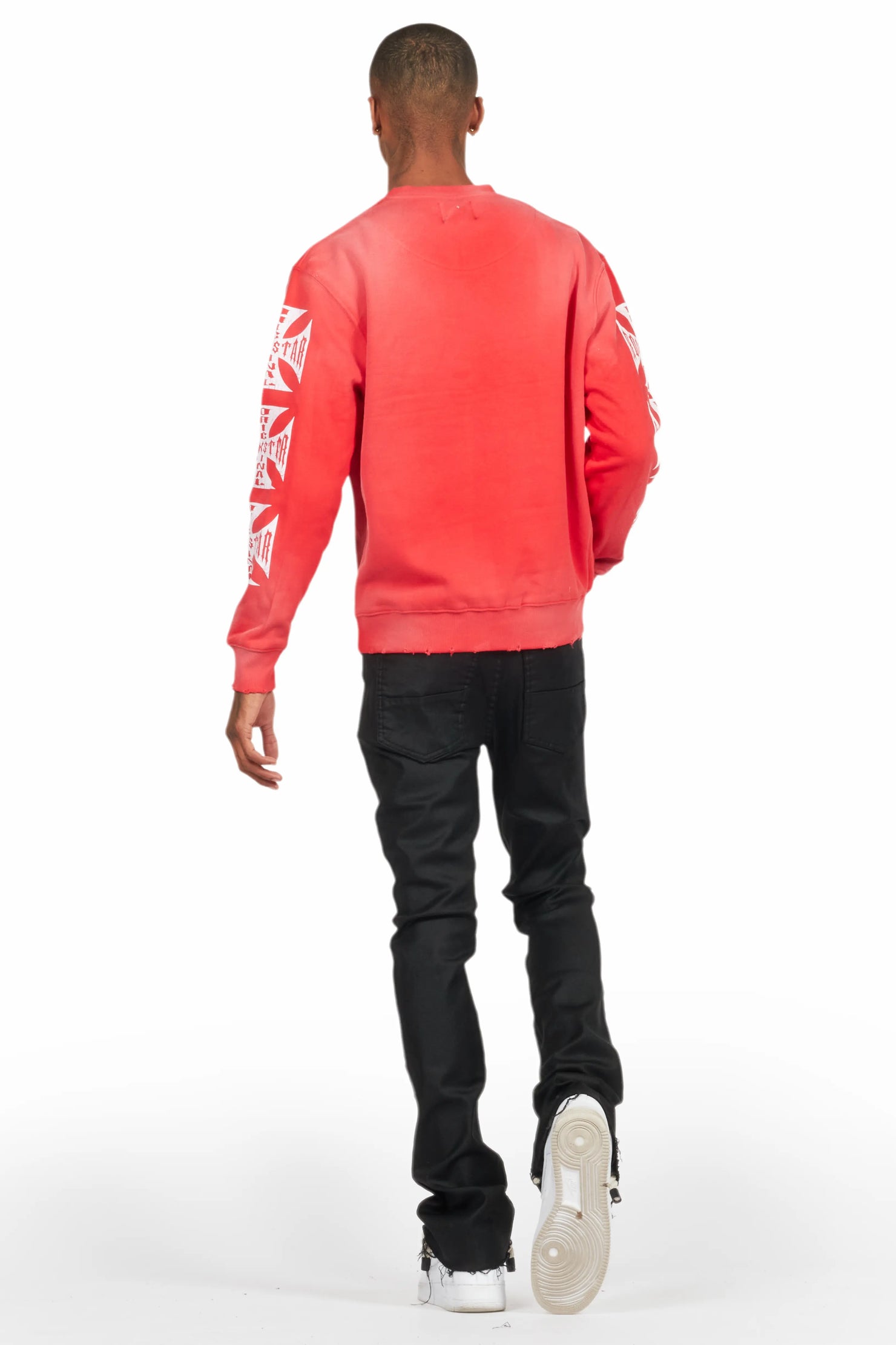 Rebe Black Coated Stacked Flare Jean