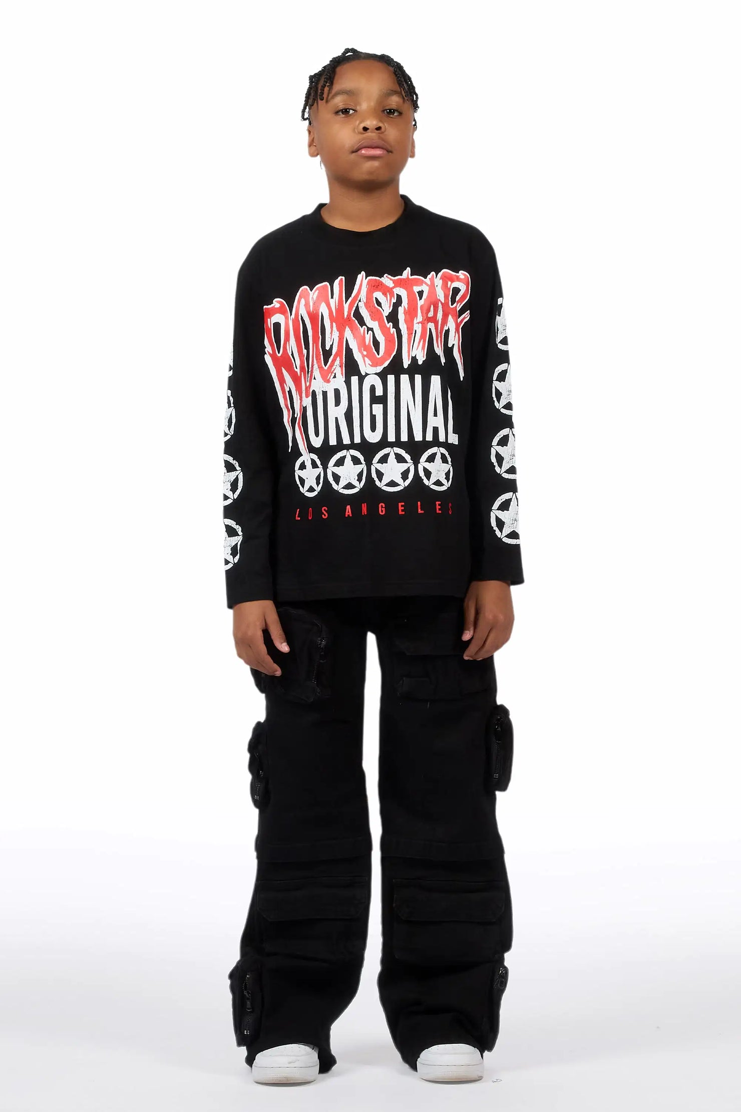 Boys Pocketeer Black Baggy Fit Cargo Jean