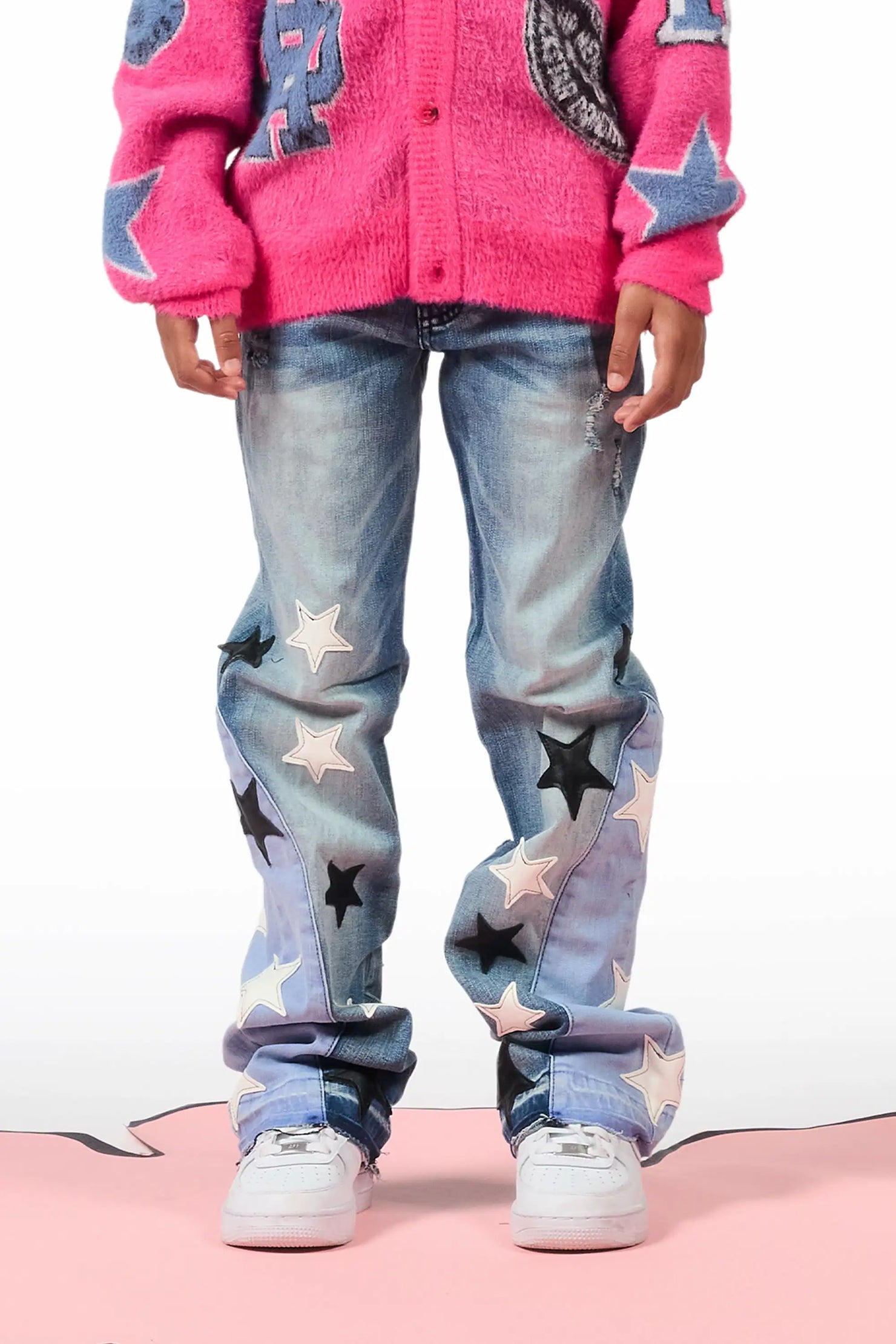 Girls Adella Medium Wash Stacked Jean