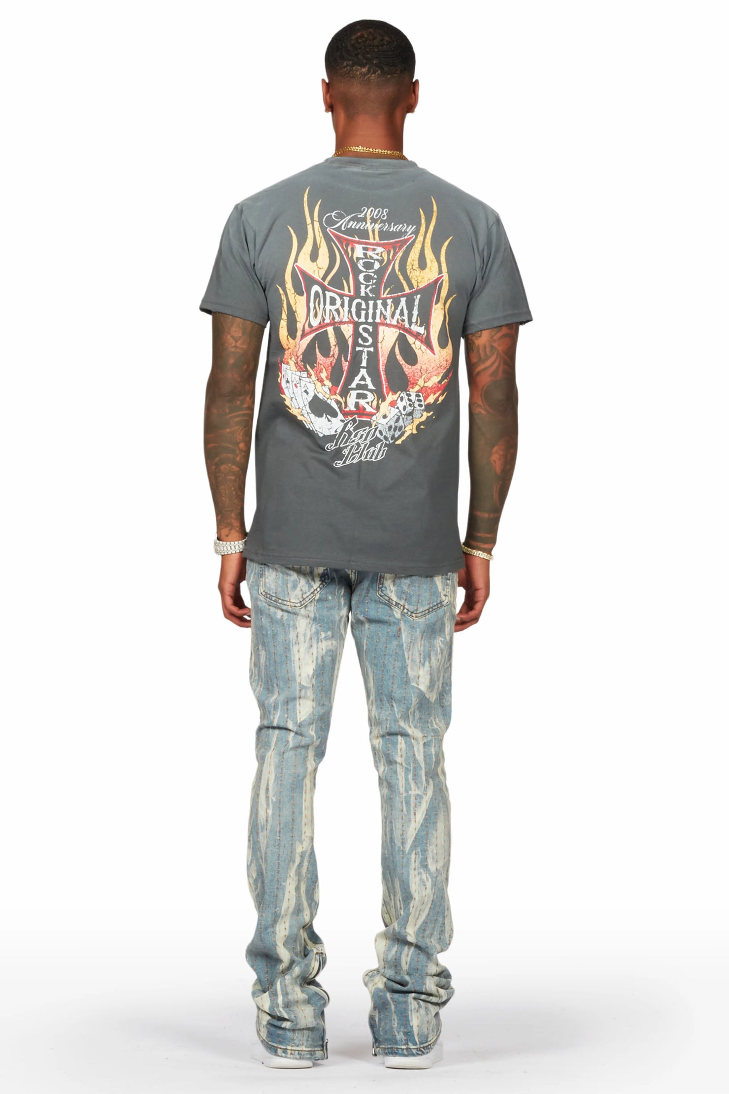 Damir Vintage Blue Stacked Flare Jean